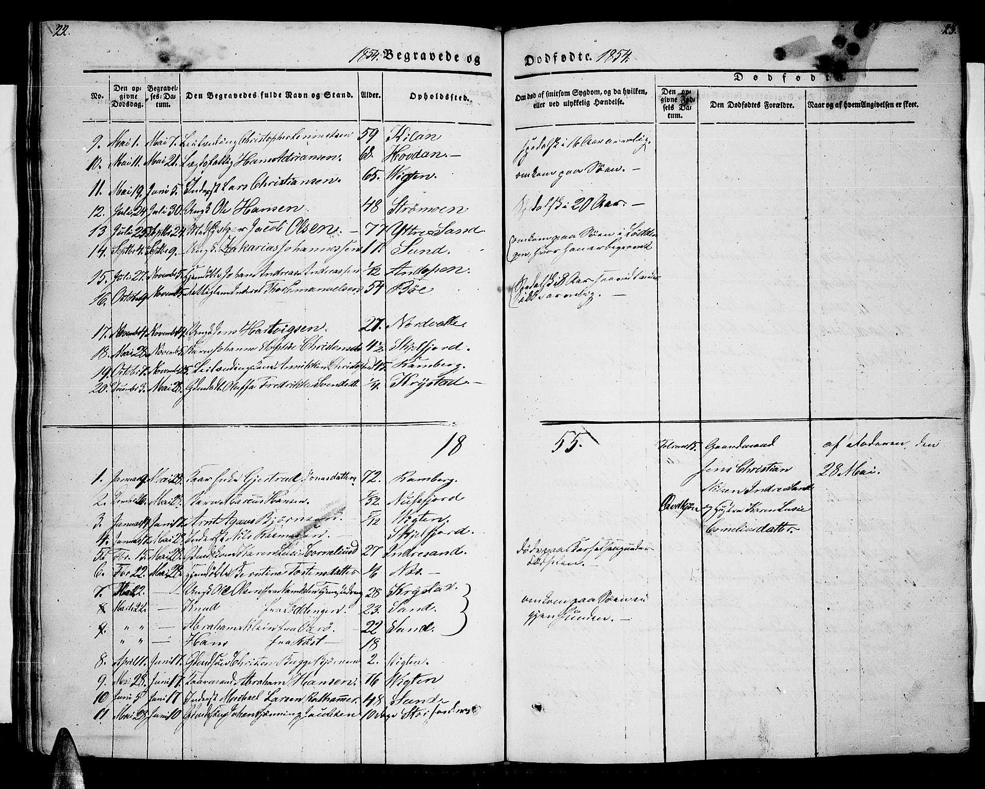 Ministerialprotokoller, klokkerbøker og fødselsregistre - Nordland, AV/SAT-A-1459/885/L1212: Parish register (copy) no. 885C01, 1847-1873, p. 22-23