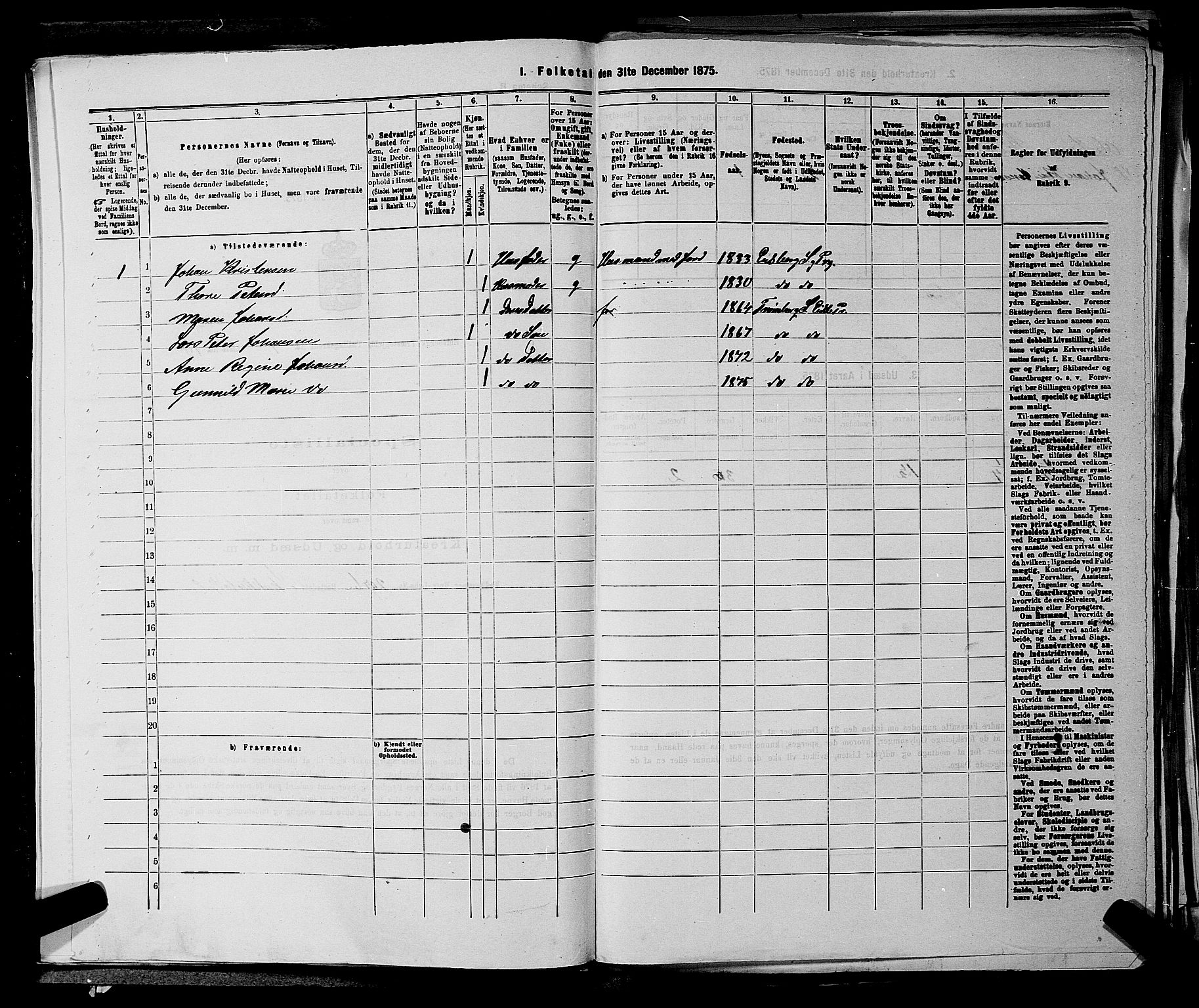 RA, 1875 census for 0125P Eidsberg, 1875, p. 1394