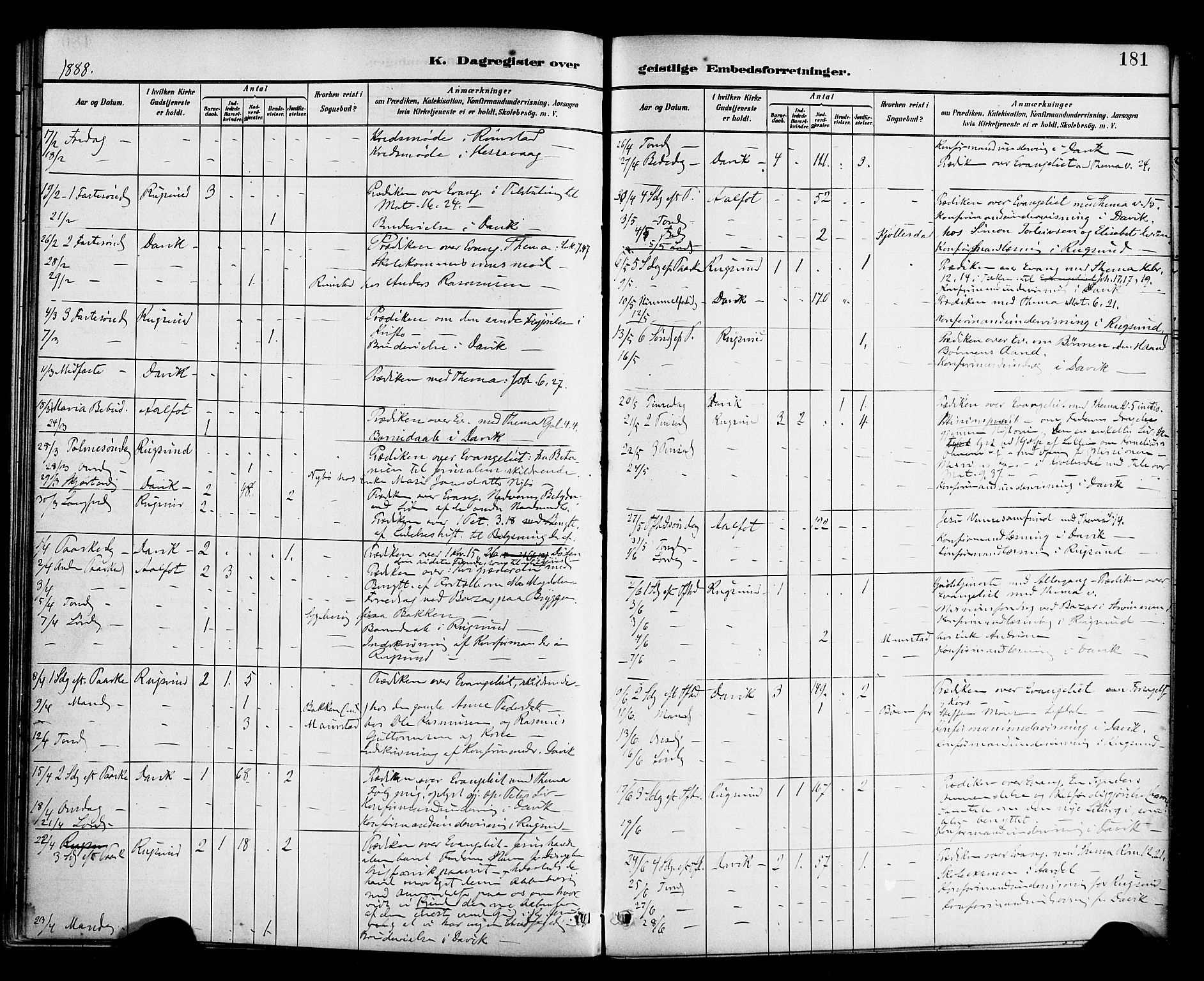 Davik sokneprestembete, AV/SAB-A-79701/H/Haa/Haab/L0001: Parish register (official) no. B 1, 1882-1900, p. 181