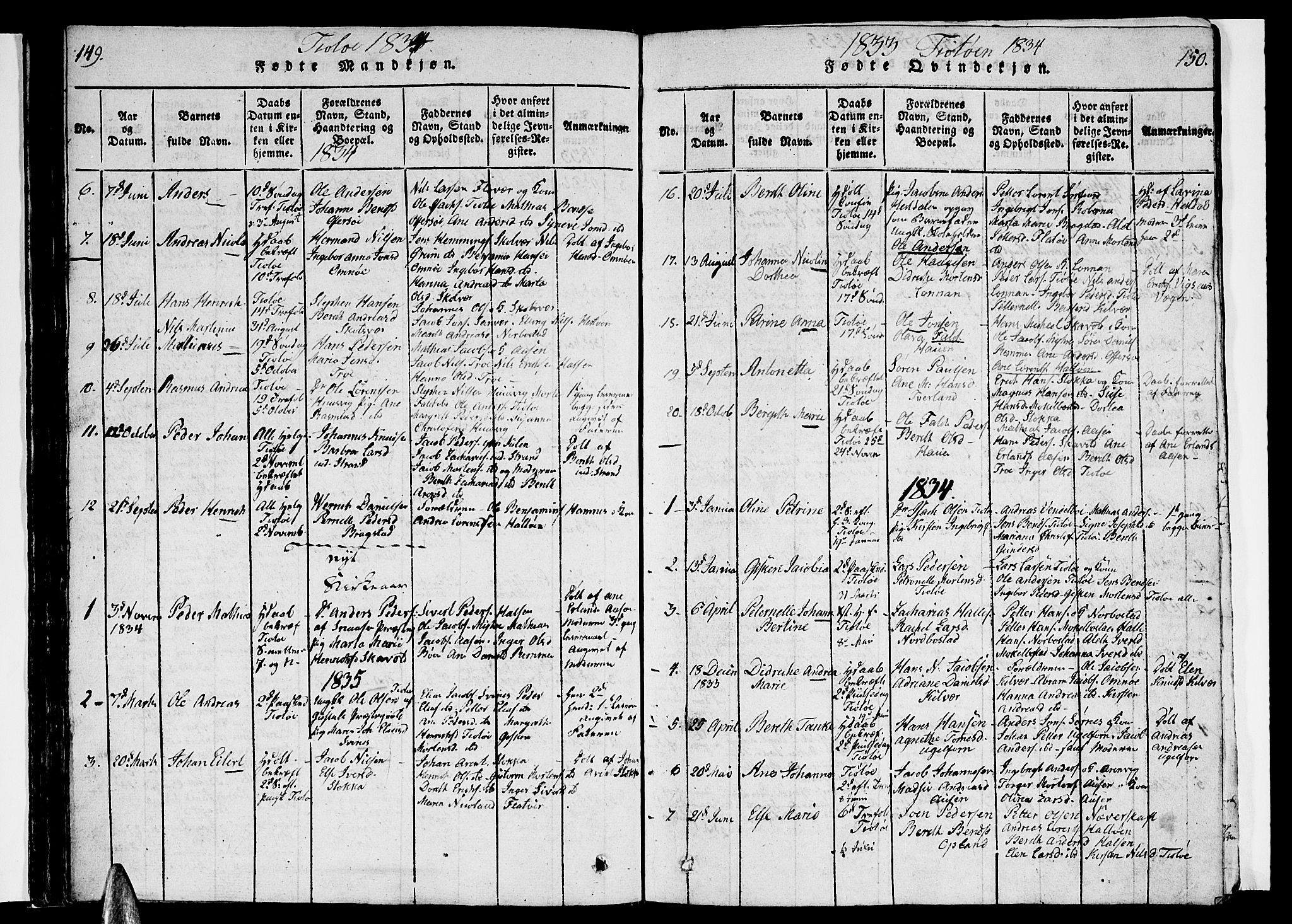 Ministerialprotokoller, klokkerbøker og fødselsregistre - Nordland, SAT/A-1459/830/L0458: Parish register (copy) no. 830C01 /2, 1829-1840, p. 149-150