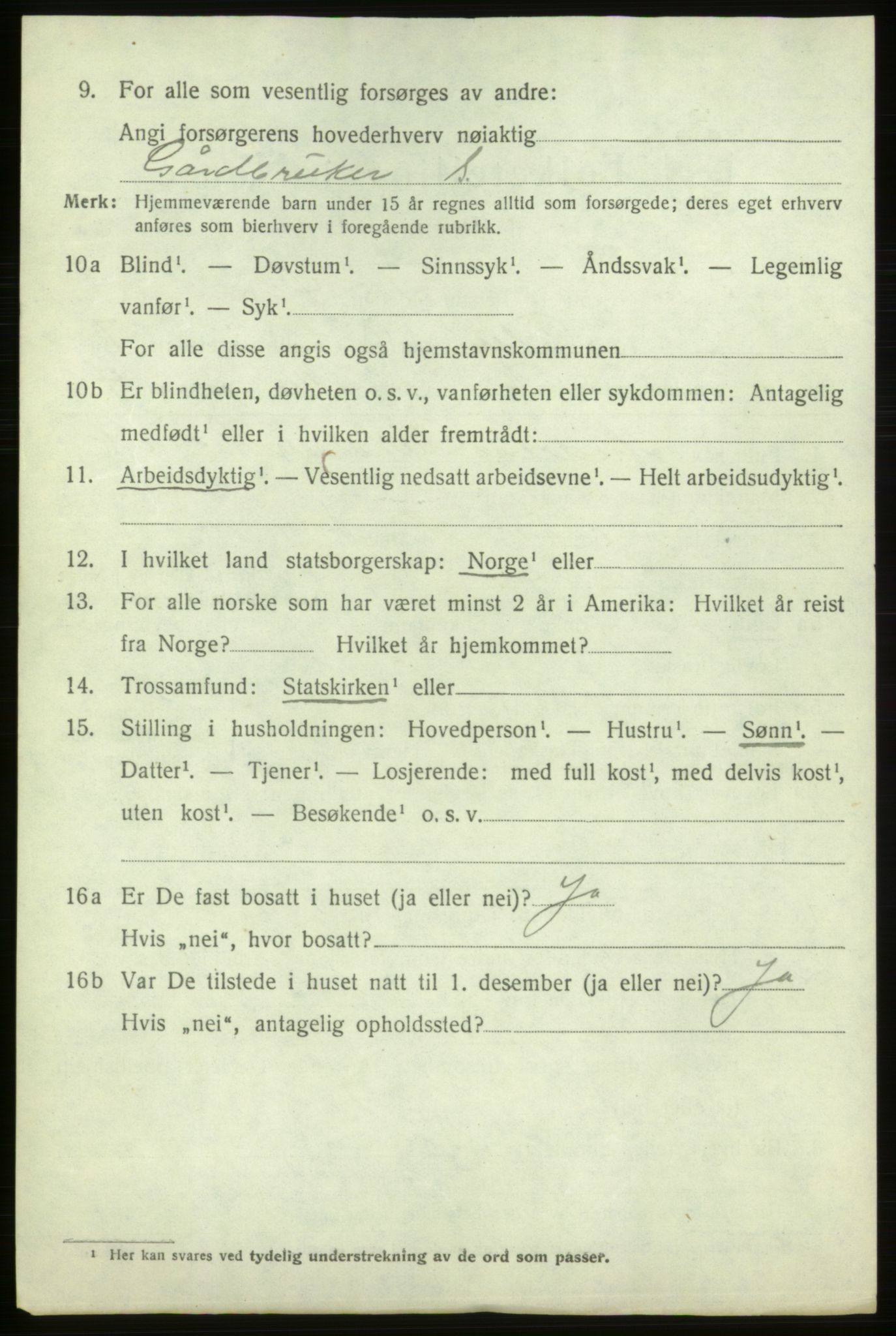 SAB, 1920 census for Ølen, 1920, p. 3388