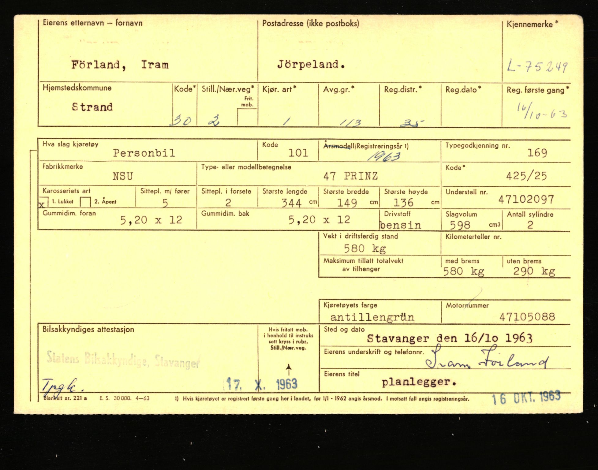 Stavanger trafikkstasjon, AV/SAST-A-101942/0/F/L0068: L-75000 - L-76799, 1930-1971, p. 295