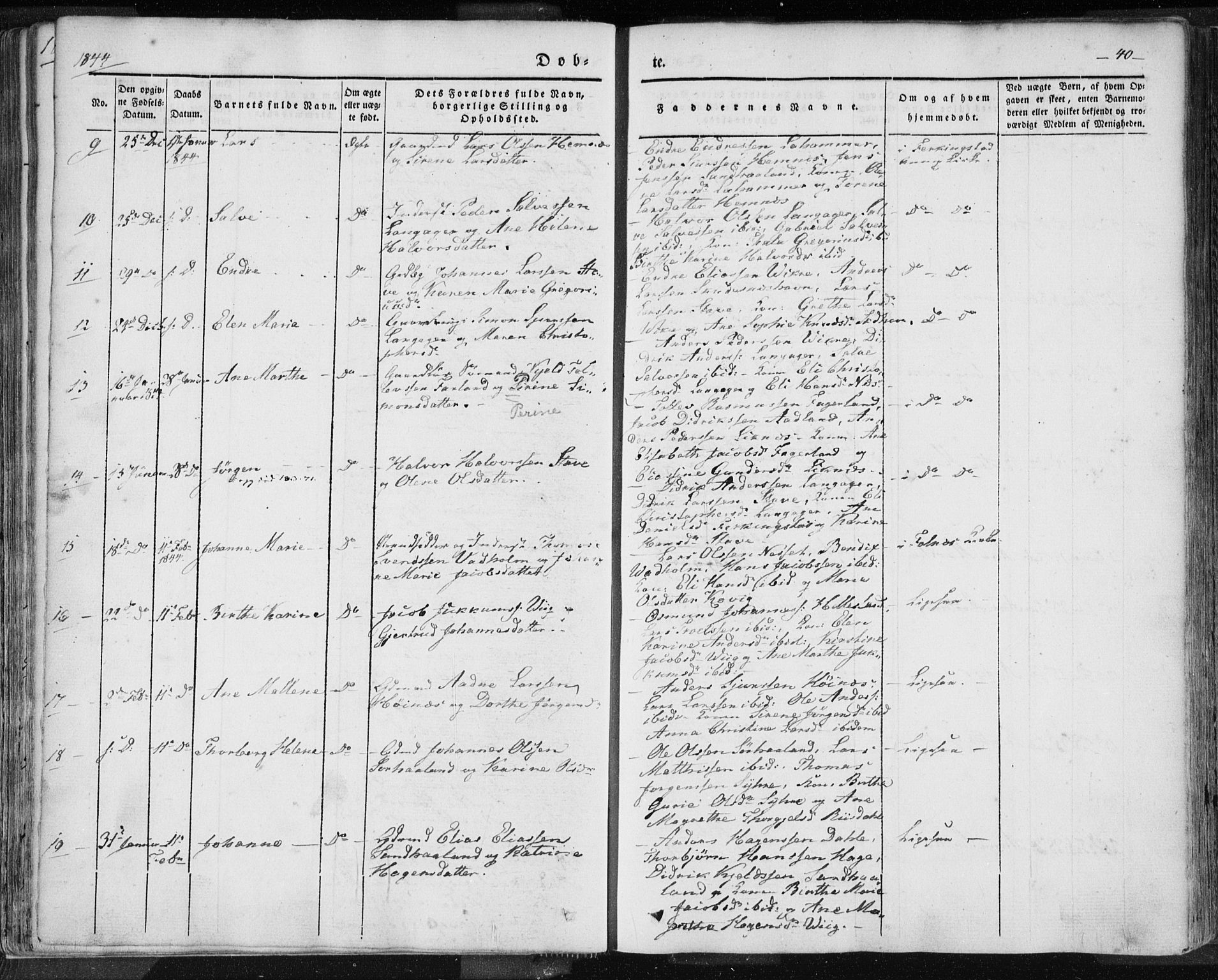 Skudenes sokneprestkontor, SAST/A -101849/H/Ha/Haa/L0002: Parish register (official) no. A 2.1, 1841-1846, p. 40