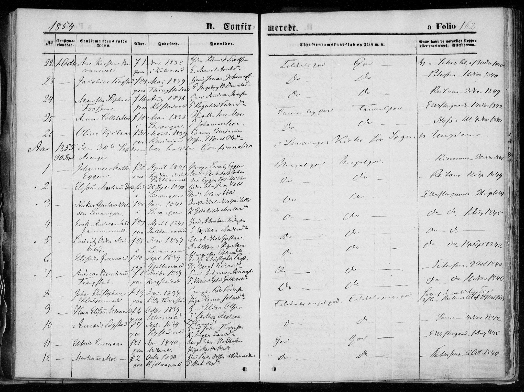 Ministerialprotokoller, klokkerbøker og fødselsregistre - Nord-Trøndelag, SAT/A-1458/720/L0183: Parish register (official) no. 720A01, 1836-1855, p. 162
