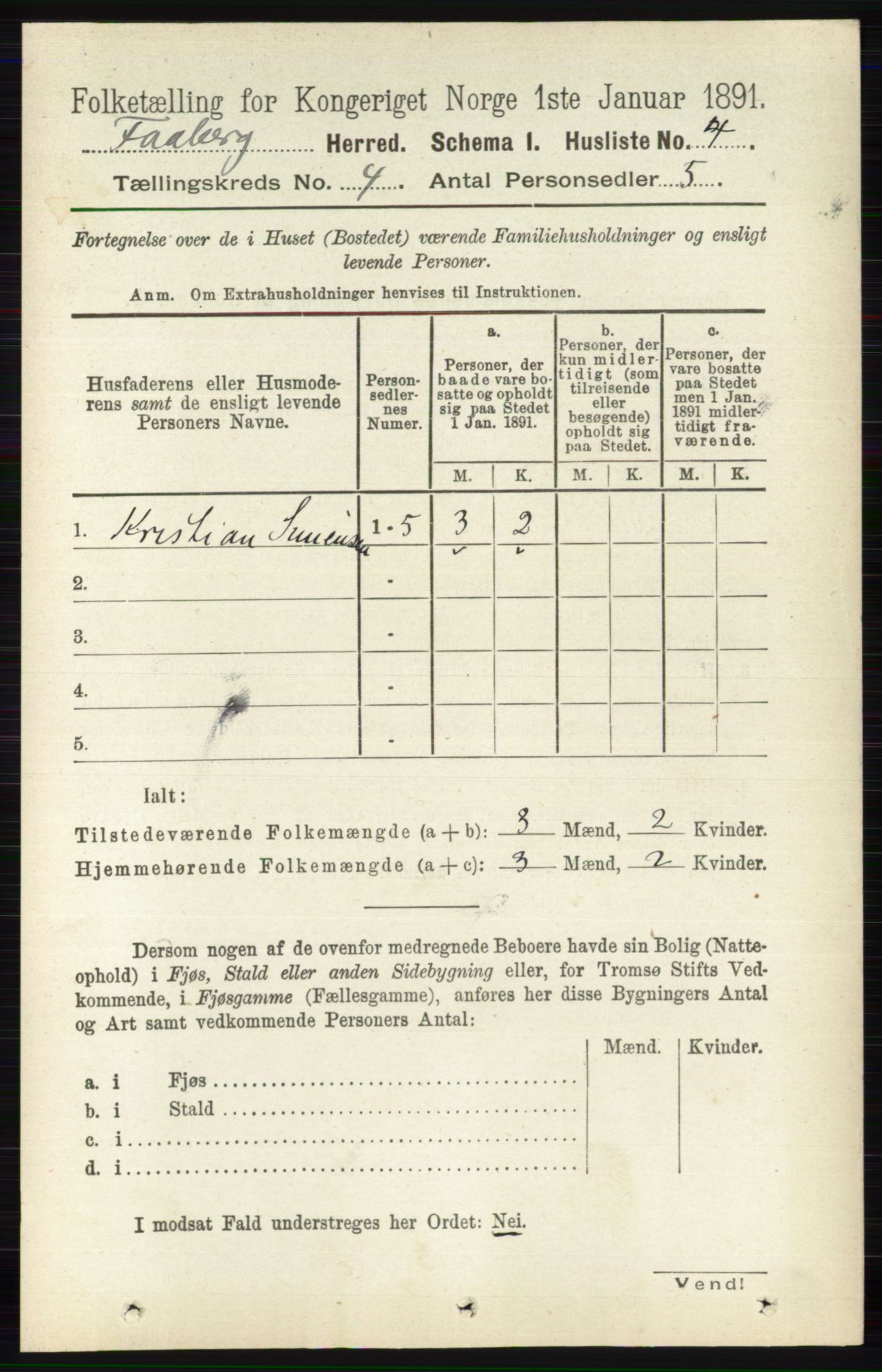 RA, 1891 census for 0524 Fåberg, 1891, p. 1169