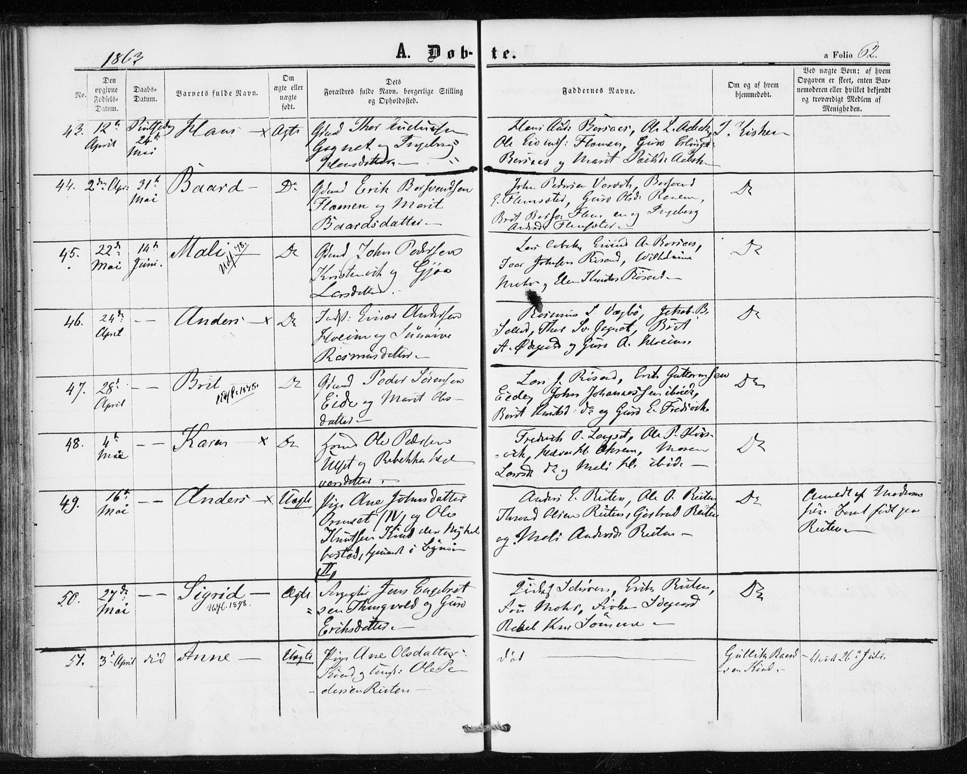 Ministerialprotokoller, klokkerbøker og fødselsregistre - Møre og Romsdal, AV/SAT-A-1454/586/L0985: Parish register (official) no. 586A11, 1857-1866, p. 62