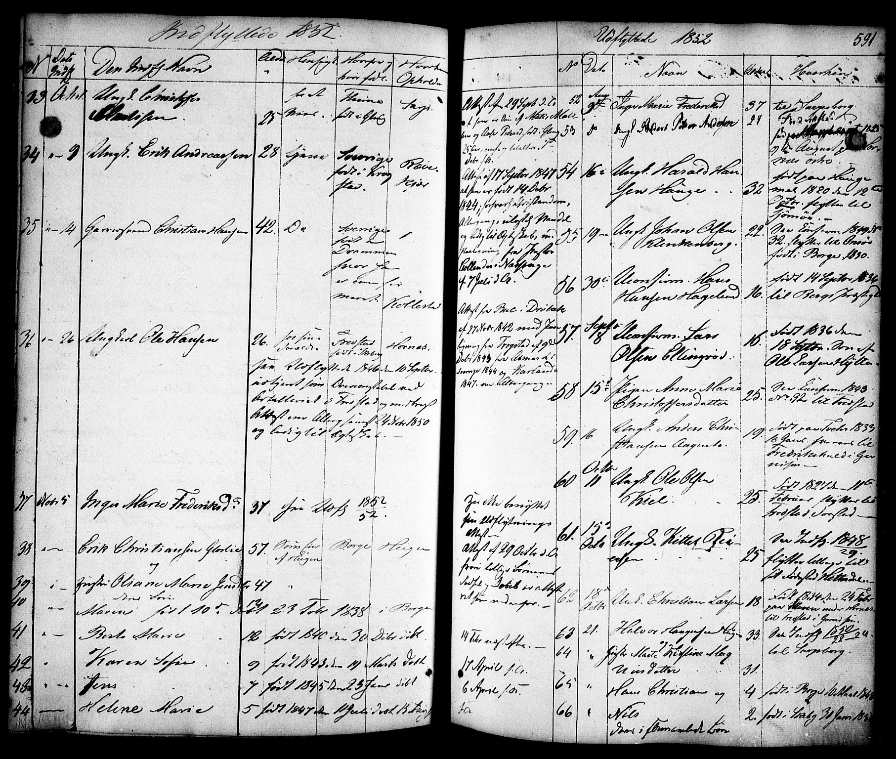 Skjeberg prestekontor Kirkebøker, AV/SAO-A-10923/F/Fa/L0006: Parish register (official) no. I 6, 1846-1858, p. 591