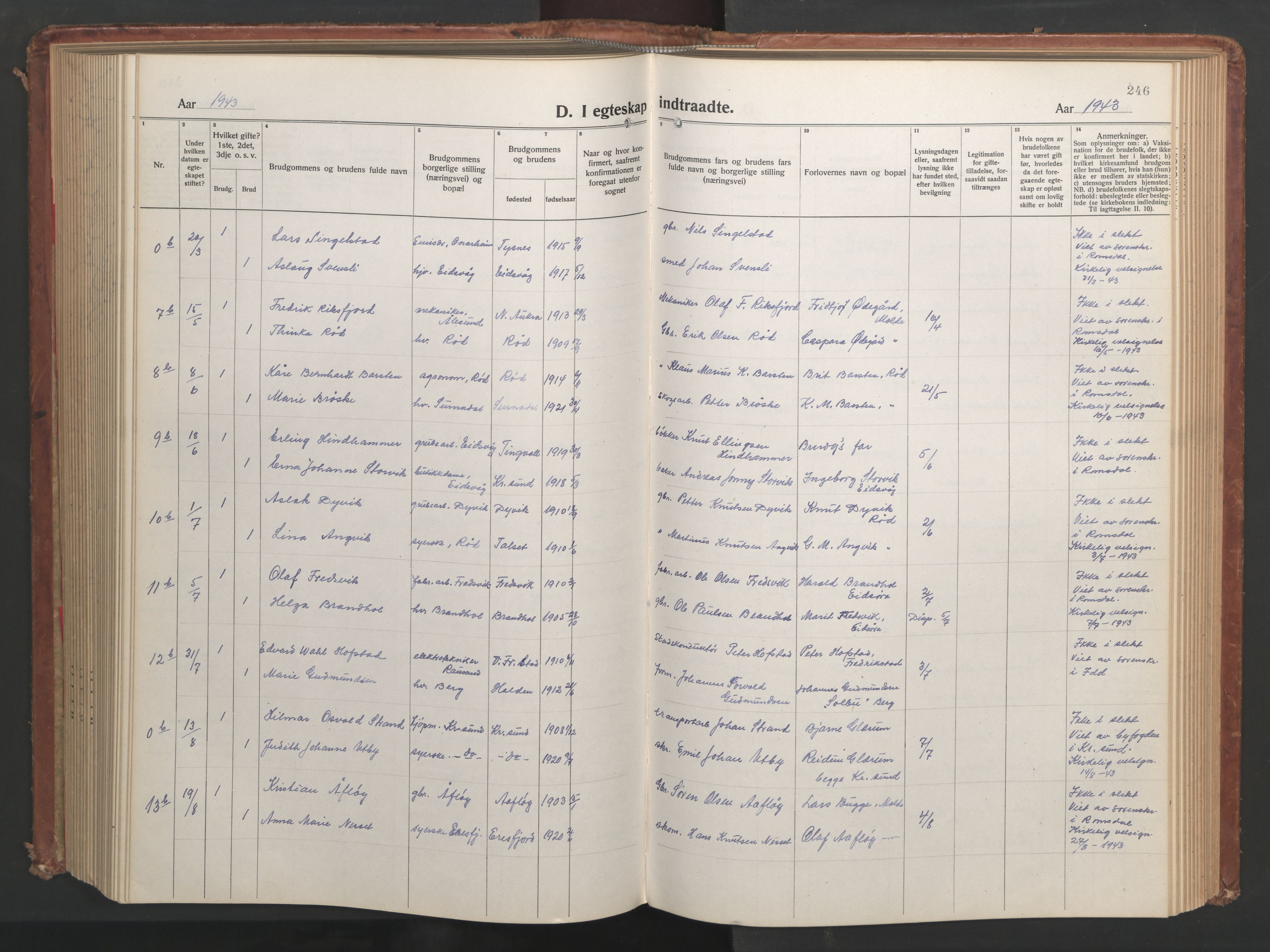 Ministerialprotokoller, klokkerbøker og fødselsregistre - Møre og Romsdal, AV/SAT-A-1454/551/L0633: Parish register (copy) no. 551C05, 1921-1961, p. 246