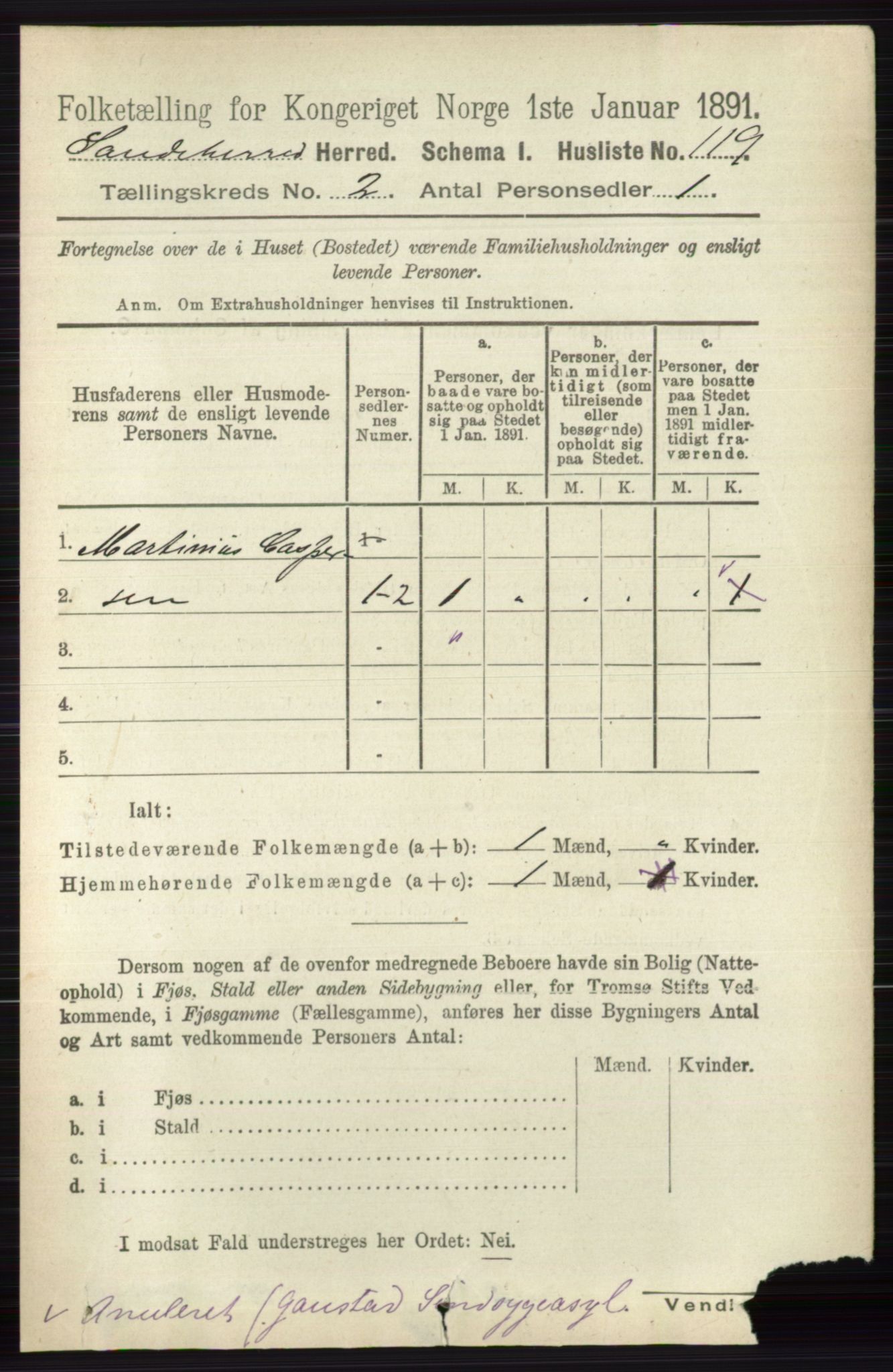 RA, 1891 census for 0724 Sandeherred, 1891, p. 988