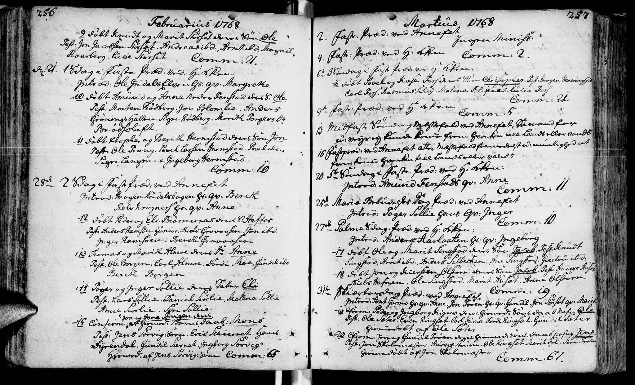 Ministerialprotokoller, klokkerbøker og fødselsregistre - Sør-Trøndelag, SAT/A-1456/646/L0605: Parish register (official) no. 646A03, 1751-1790, p. 256-257
