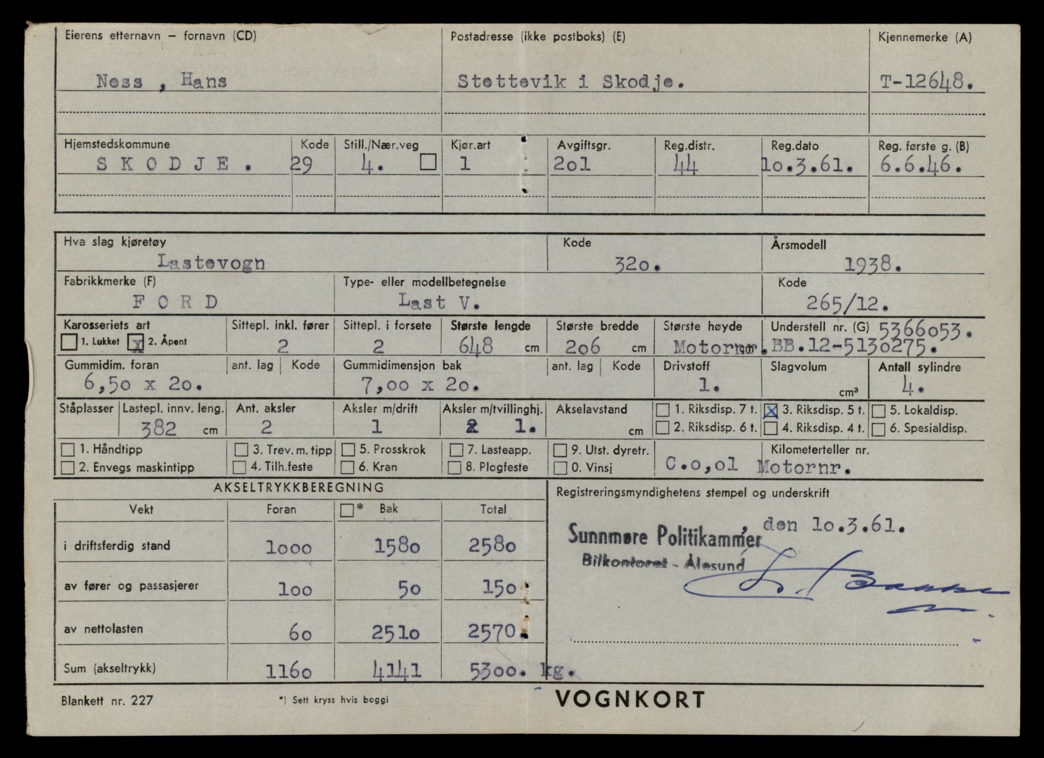 Møre og Romsdal vegkontor - Ålesund trafikkstasjon, AV/SAT-A-4099/F/Fe/L0034: Registreringskort for kjøretøy T 12500 - T 12652, 1927-1998, p. 2915