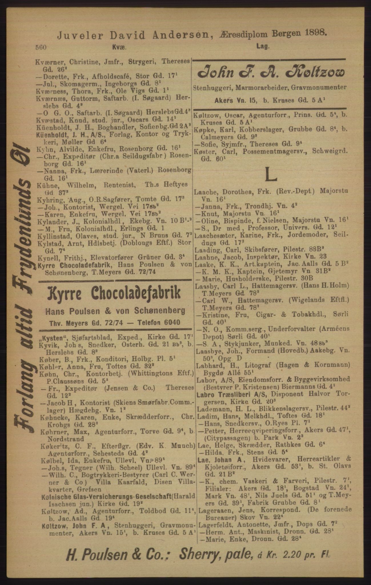 Kristiania/Oslo adressebok, PUBL/-, 1906, p. 560