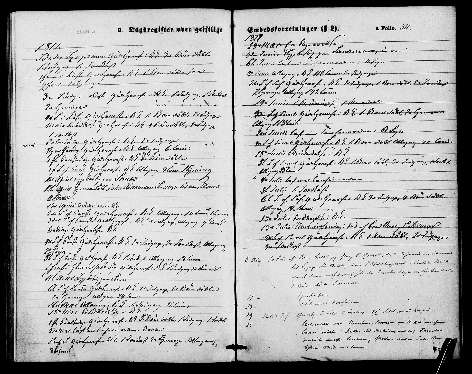 Bakke sokneprestkontor, SAK/1111-0002/F/Fa/Faa/L0007: Parish register (official) no. A 7, 1877-1886, p. 311