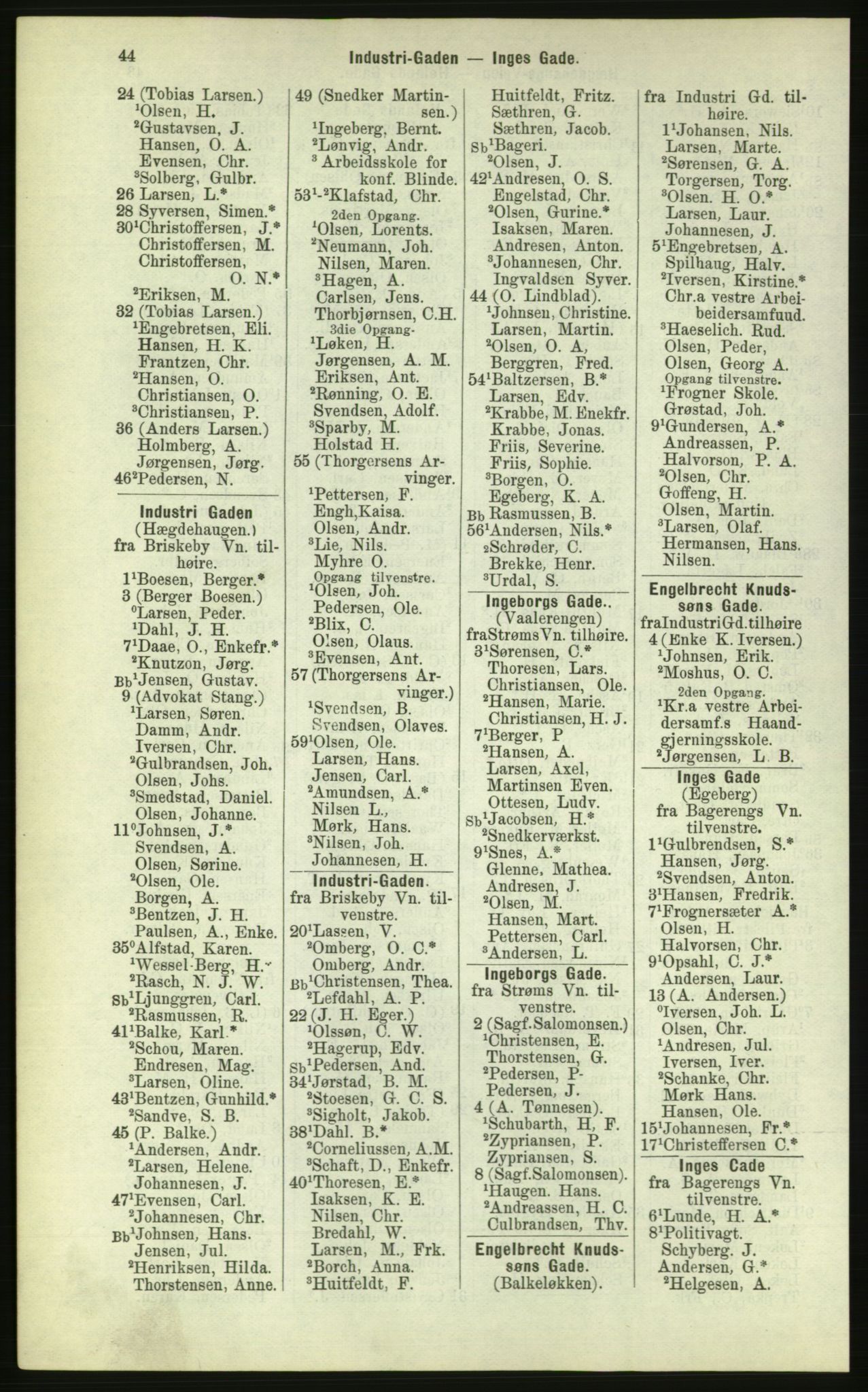 Kristiania/Oslo adressebok, PUBL/-, 1884, p. 44