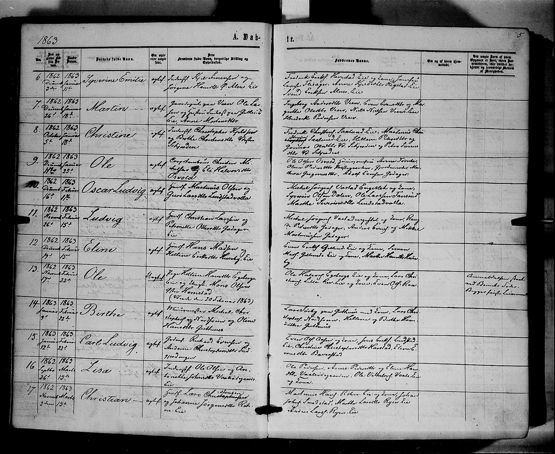 Stange prestekontor, SAH/PREST-002/K/L0013: Parish register (official) no. 13, 1862-1879, p. 5