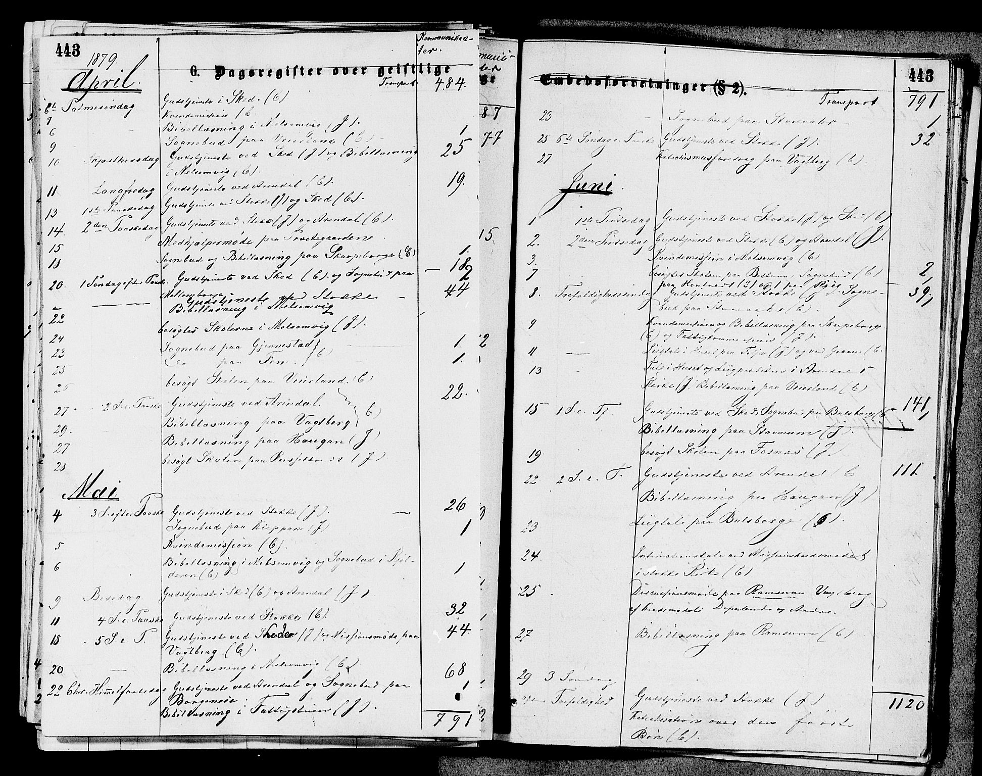 Stokke kirkebøker, AV/SAKO-A-320/F/Fa/L0009: Parish register (official) no. I 9, 1872-1883, p. 443