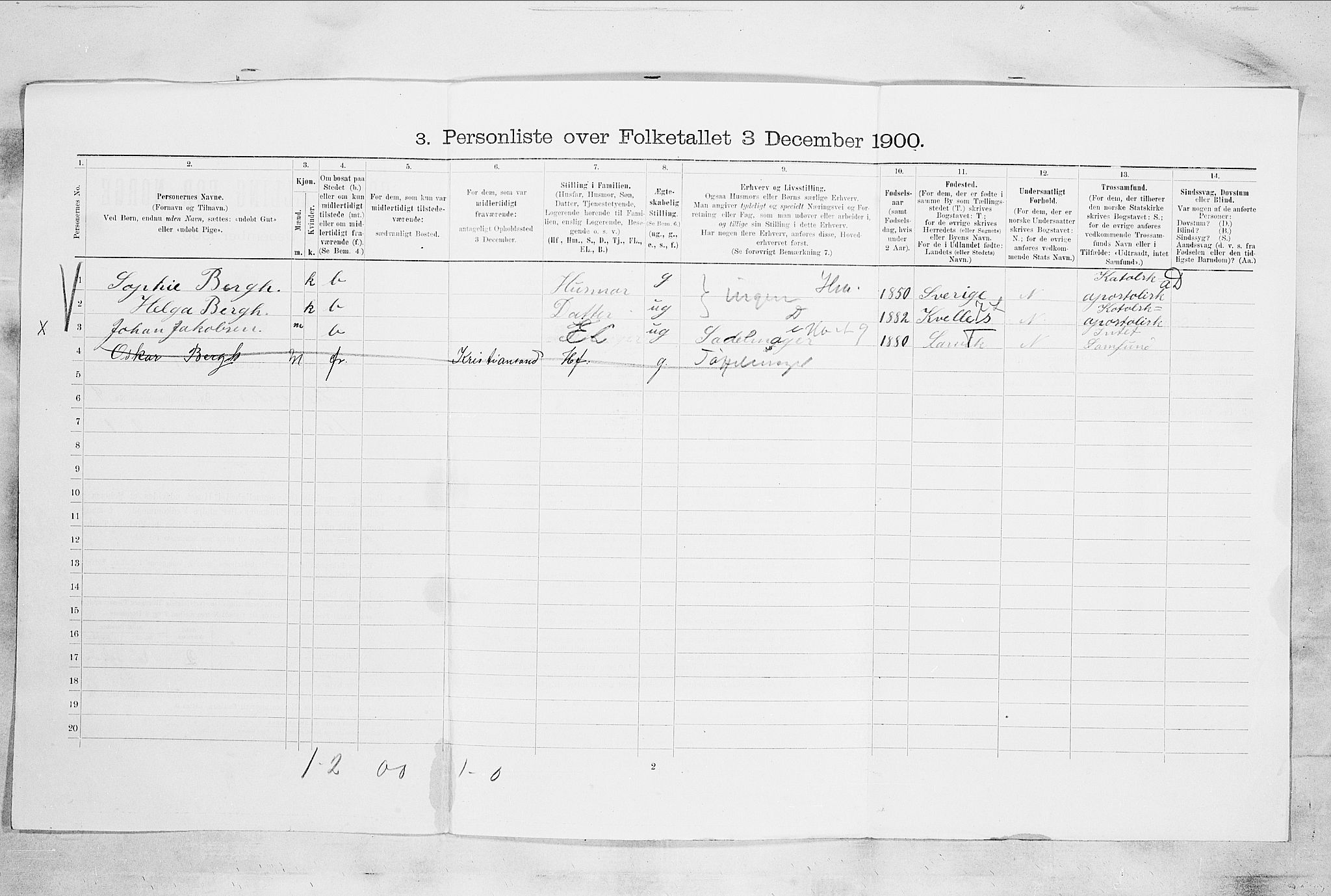 RA, 1900 census for Larvik, 1900, p. 768