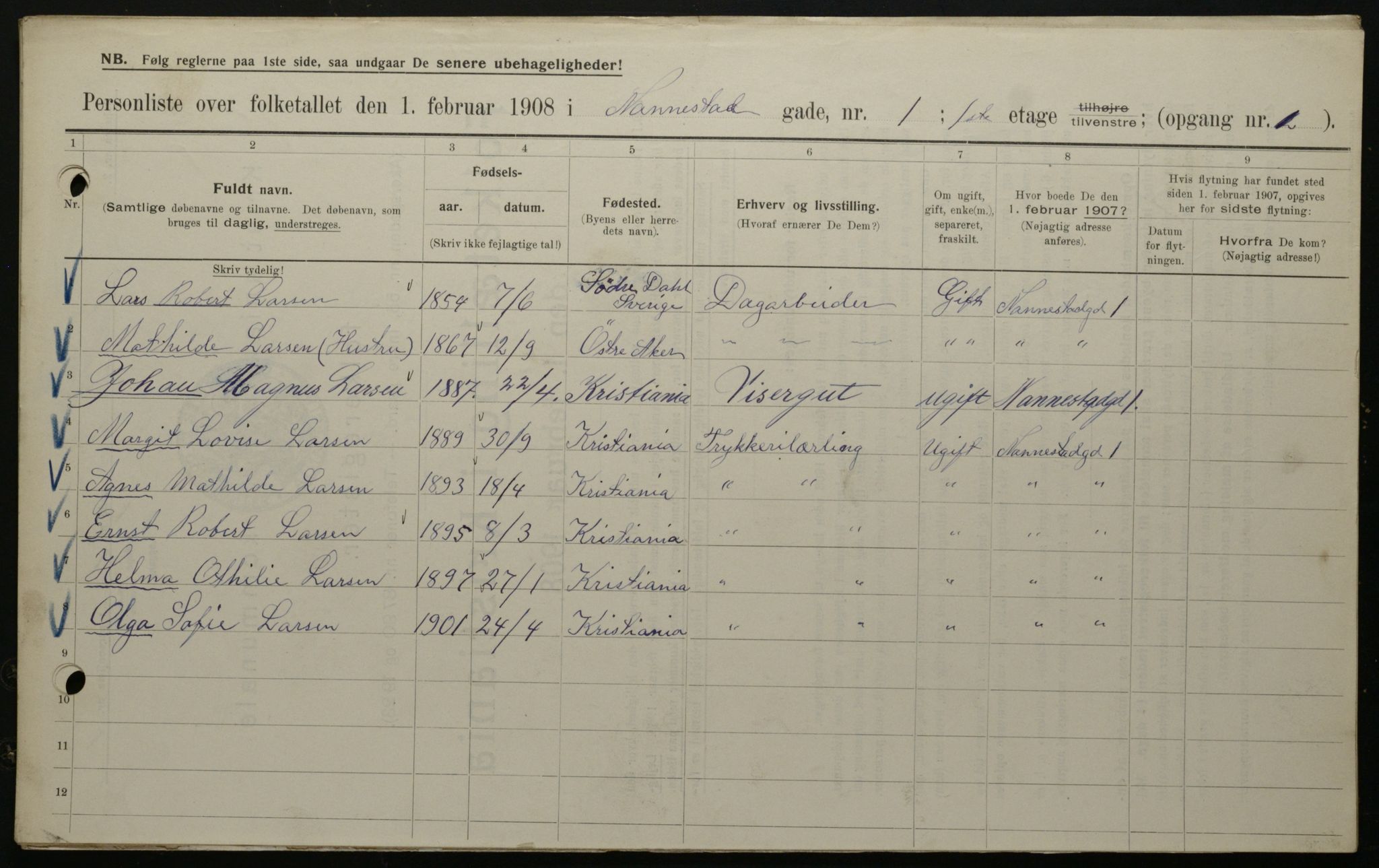 OBA, Municipal Census 1908 for Kristiania, 1908, p. 61860