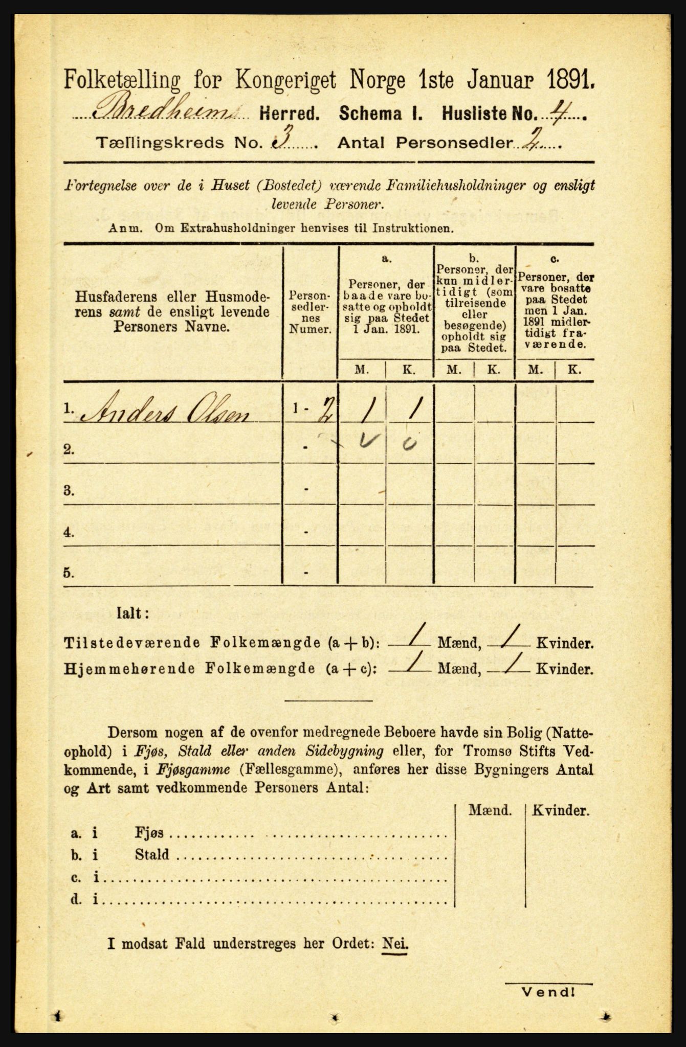 RA, 1891 census for 1446 Breim, 1891, p. 823