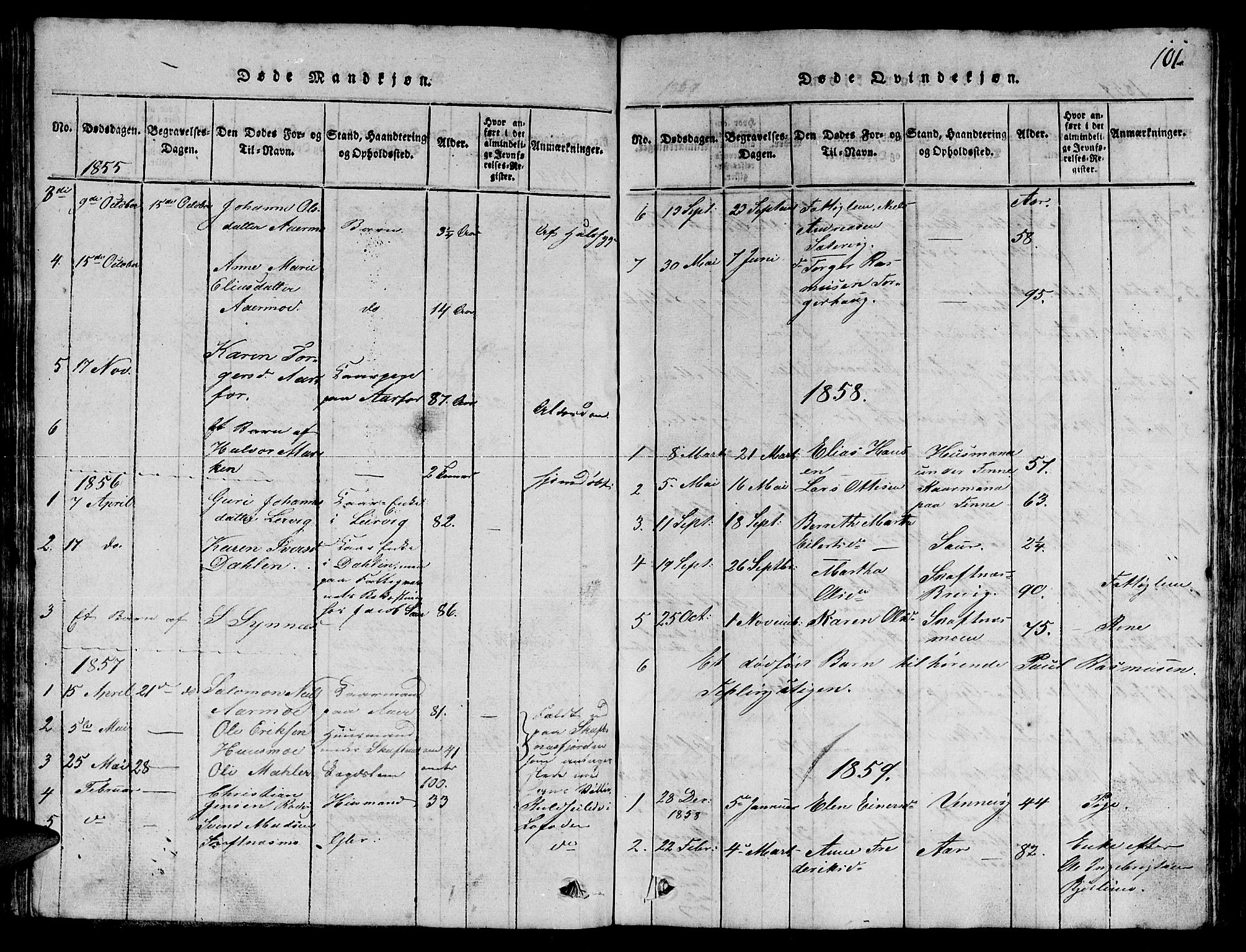 Ministerialprotokoller, klokkerbøker og fødselsregistre - Nord-Trøndelag, SAT/A-1458/780/L0648: Parish register (copy) no. 780C01 /3, 1815-1877, p. 101