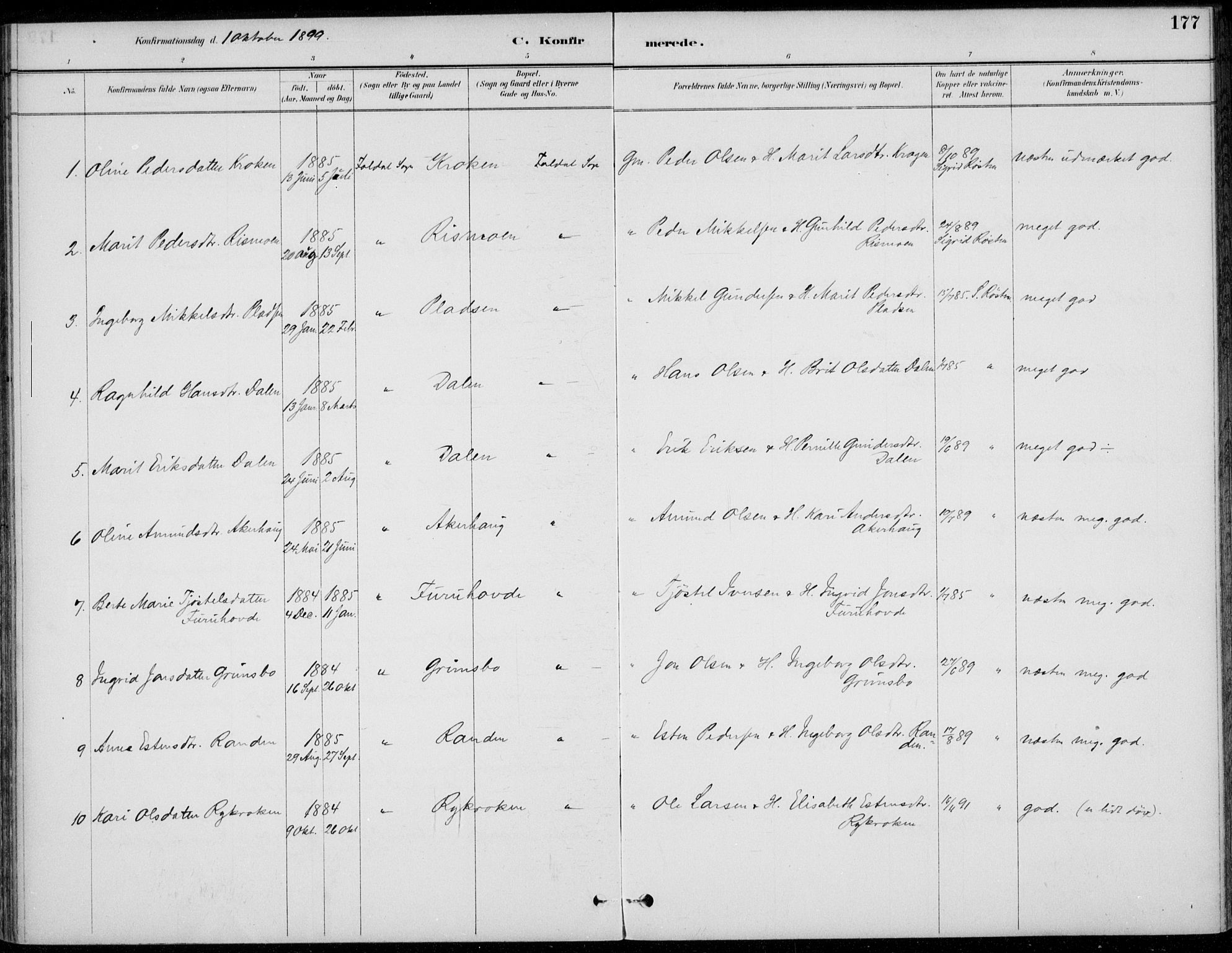 Alvdal prestekontor, AV/SAH-PREST-060/H/Ha/Haa/L0003: Parish register (official) no. 3, 1886-1912, p. 177