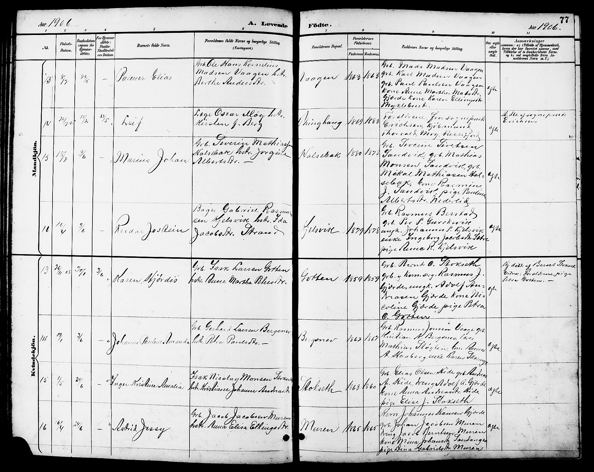 Ministerialprotokoller, klokkerbøker og fødselsregistre - Møre og Romsdal, AV/SAT-A-1454/503/L0049: Parish register (copy) no. 503C04, 1894-1915, p. 77