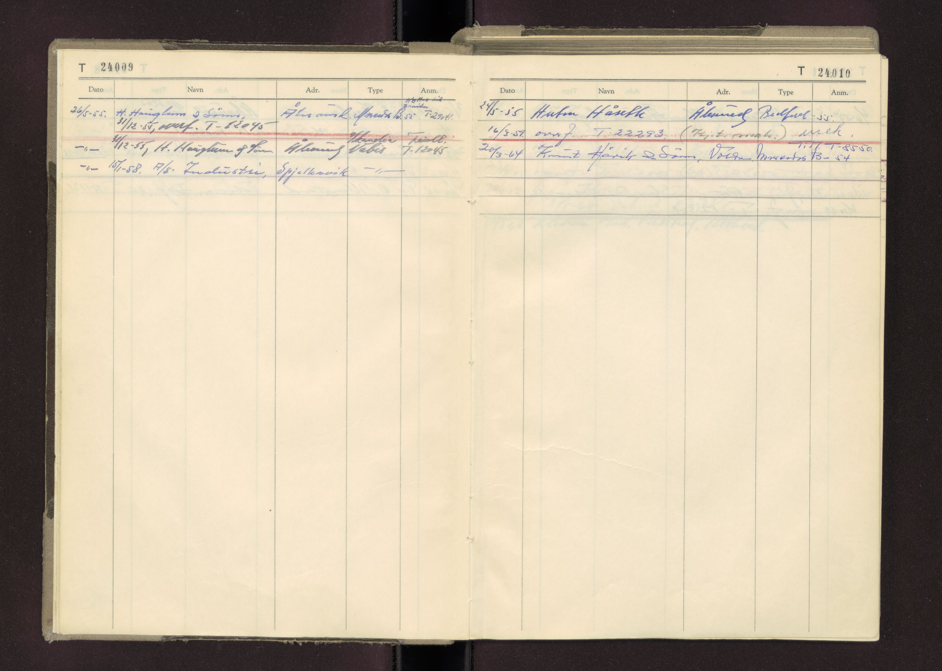 Møre og Romsdal vegkontor - Ålesund trafikkstasjon, AV/SAT-A-4099/F/Fc/L0022: Bilregister; T 24000 - T 24499, 1950-1970
