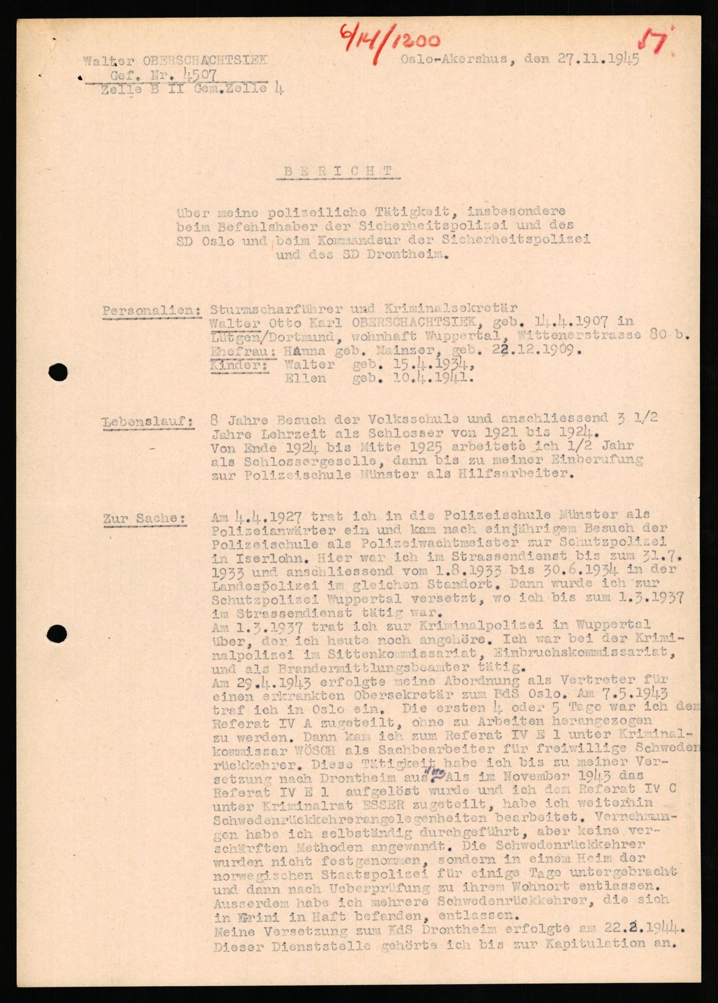 Forsvaret, Forsvarets overkommando II, AV/RA-RAFA-3915/D/Db/L0024: CI Questionaires. Tyske okkupasjonsstyrker i Norge. Tyskere., 1945-1946, p. 414