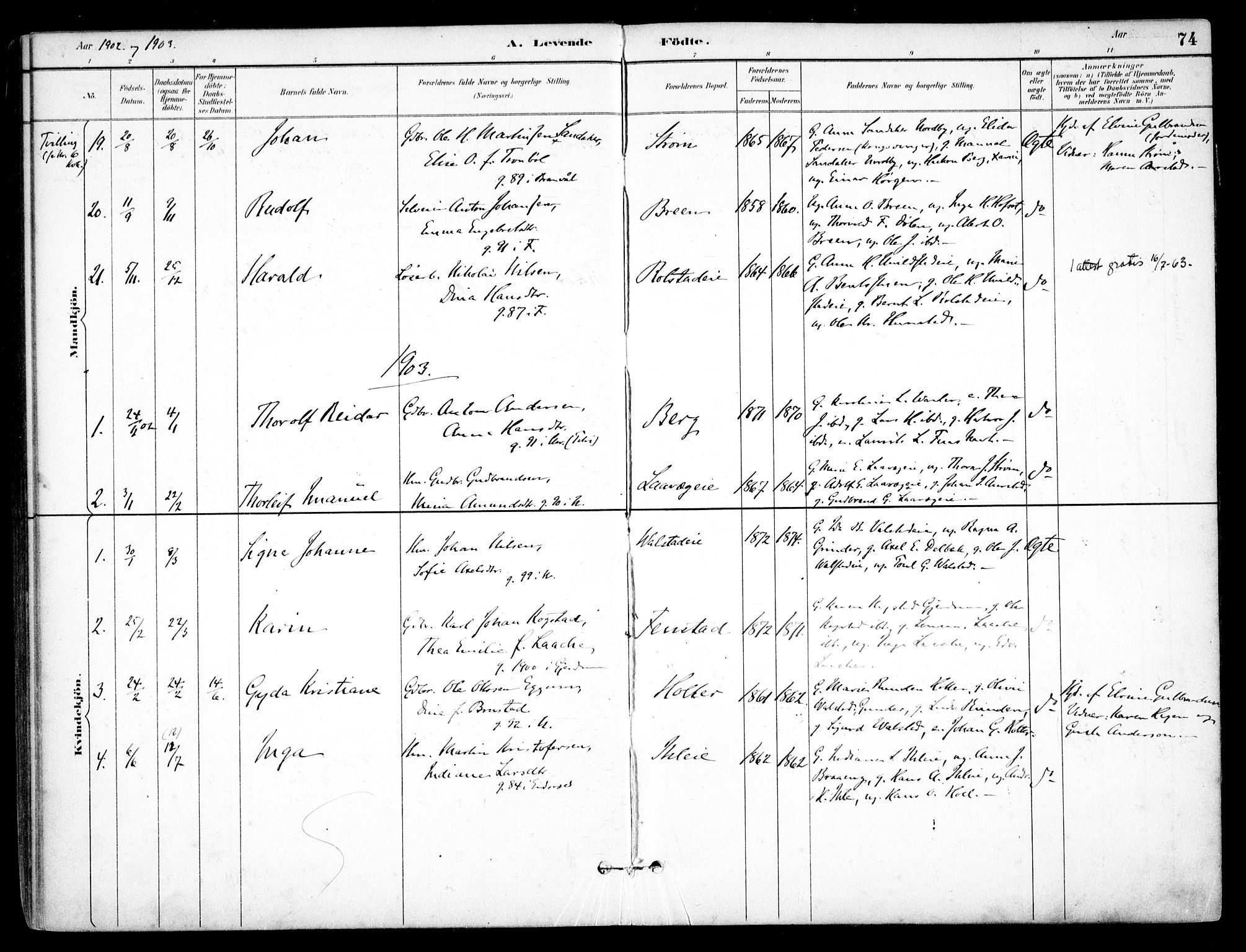 Nes prestekontor Kirkebøker, AV/SAO-A-10410/F/Fb/L0002: Parish register (official) no. II 2, 1883-1918, p. 74