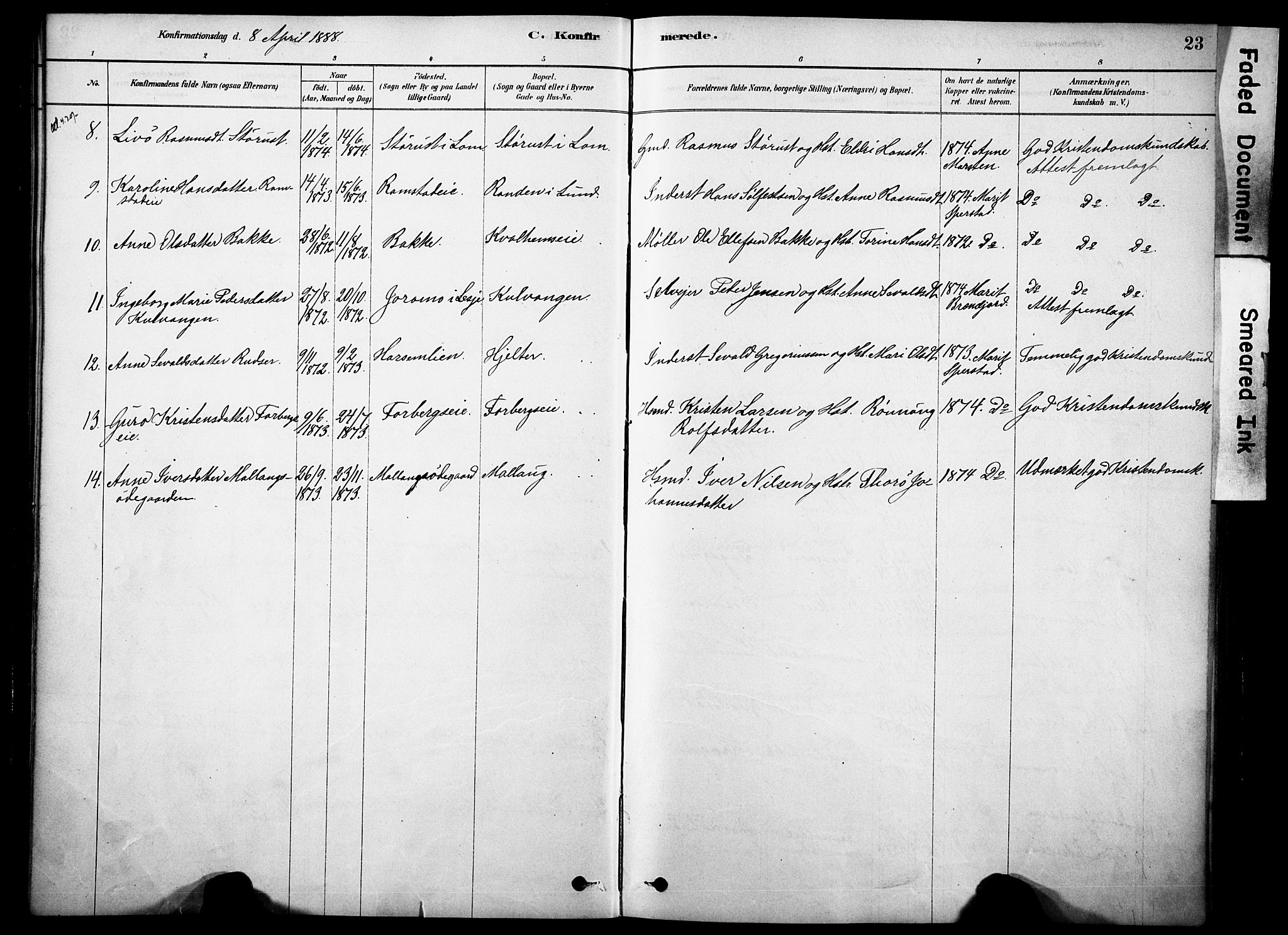 Skjåk prestekontor, SAH/PREST-072/H/Ha/Haa/L0002: Parish register (official) no. 2, 1878-1907, p. 23