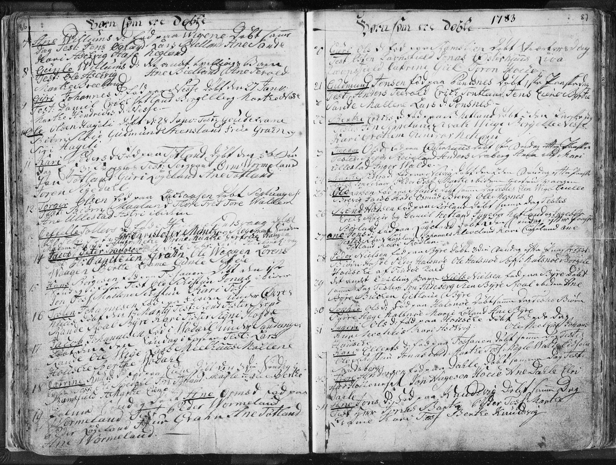Hjelmeland sokneprestkontor, SAST/A-101843/01/IV/L0001: Parish register (official) no. A 1, 1760-1799, p. 86-87