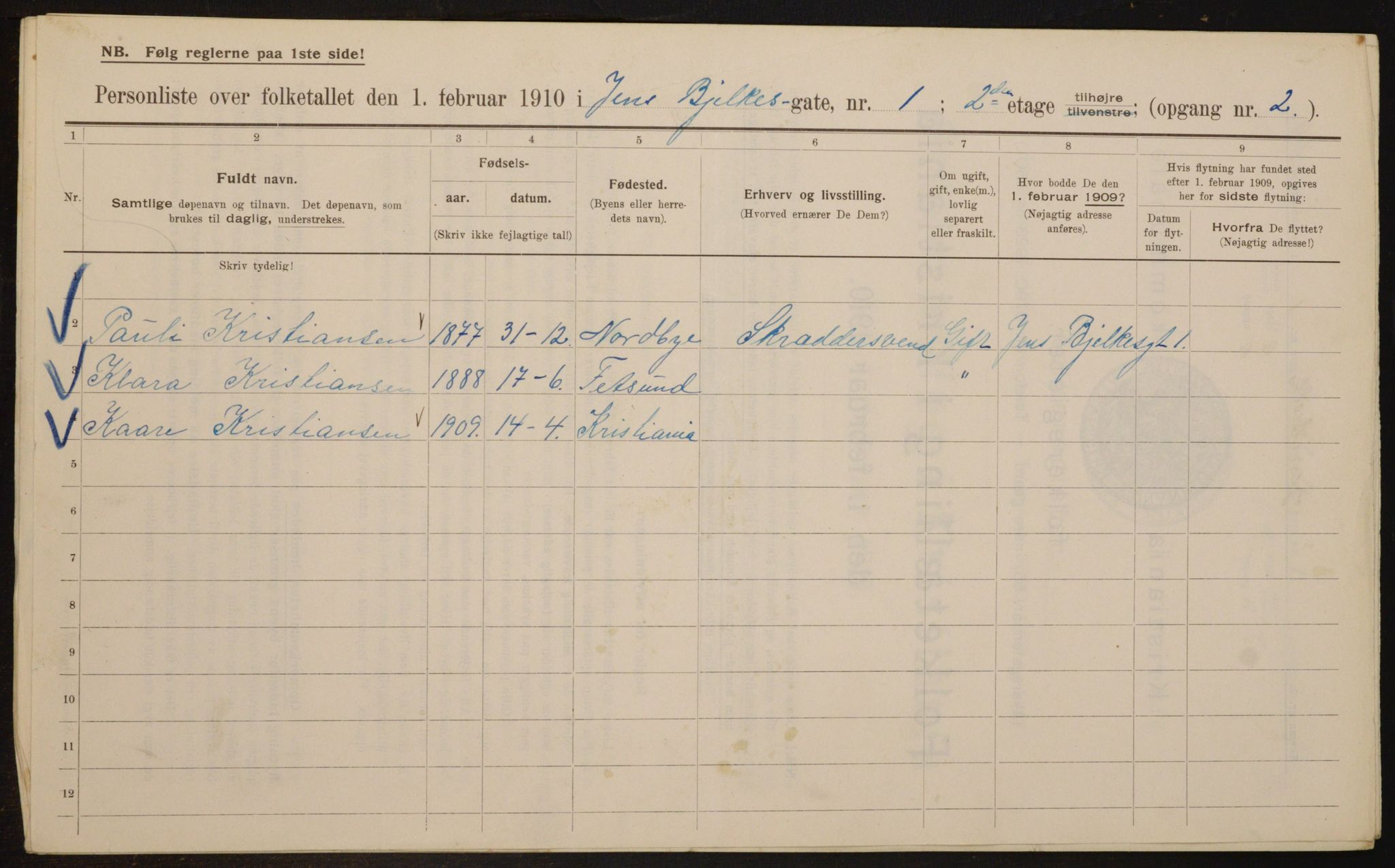 OBA, Municipal Census 1910 for Kristiania, 1910, p. 44145