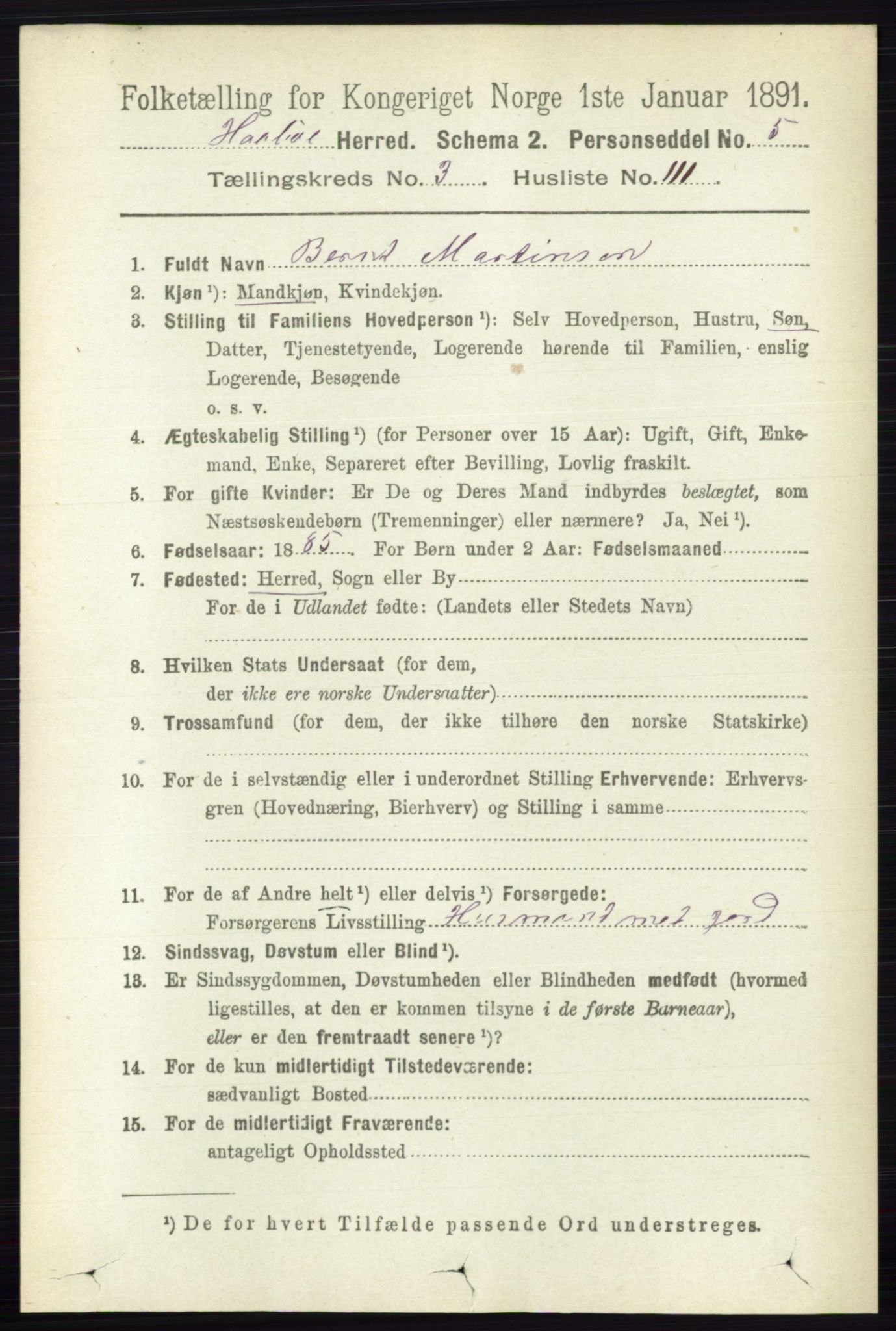 RA, 1891 census for 0138 Hobøl, 1891, p. 2290