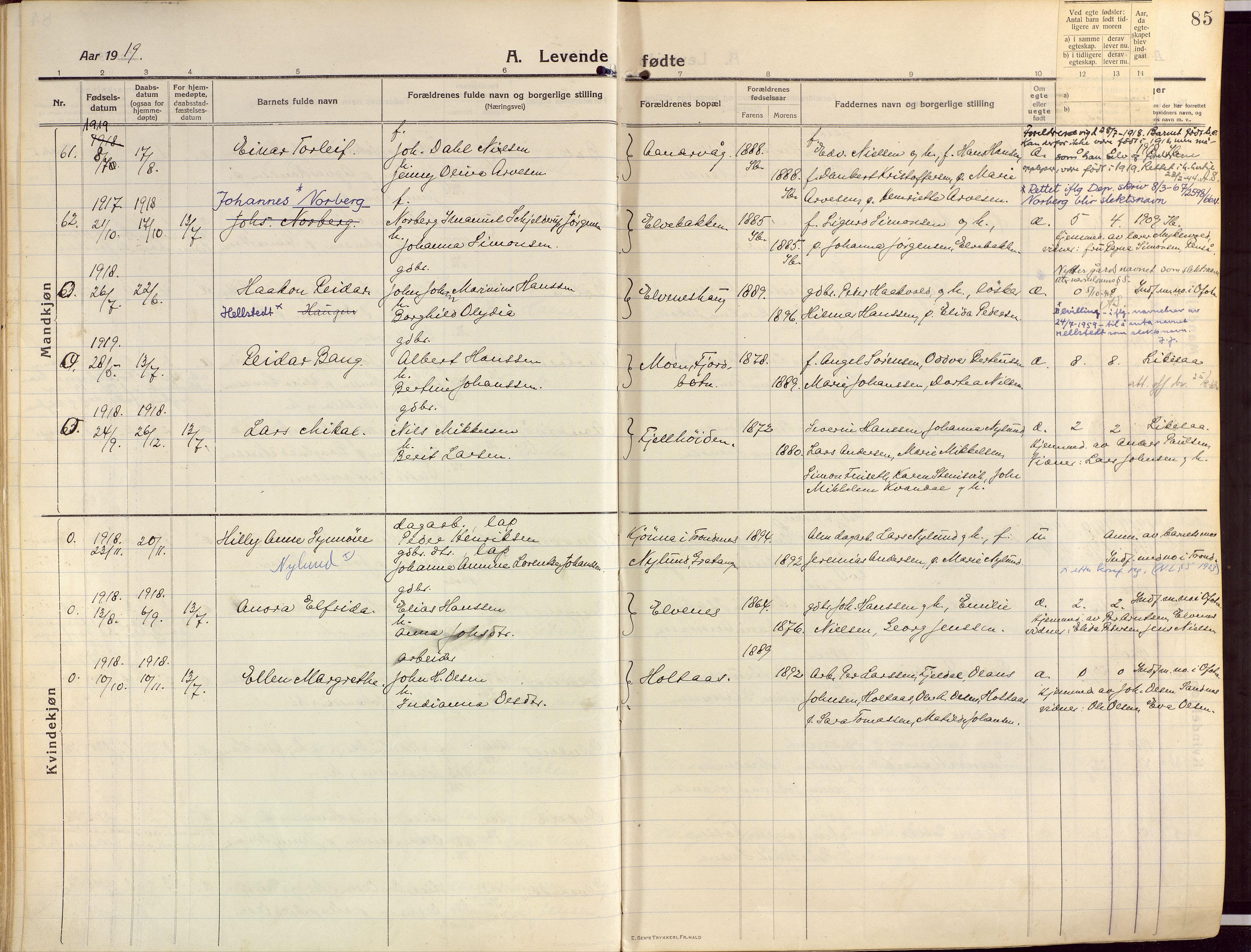 Ibestad sokneprestembete, SATØ/S-0077/H/Ha/Haa/L0018kirke: Parish register (official) no. 18, 1915-1929, p. 85