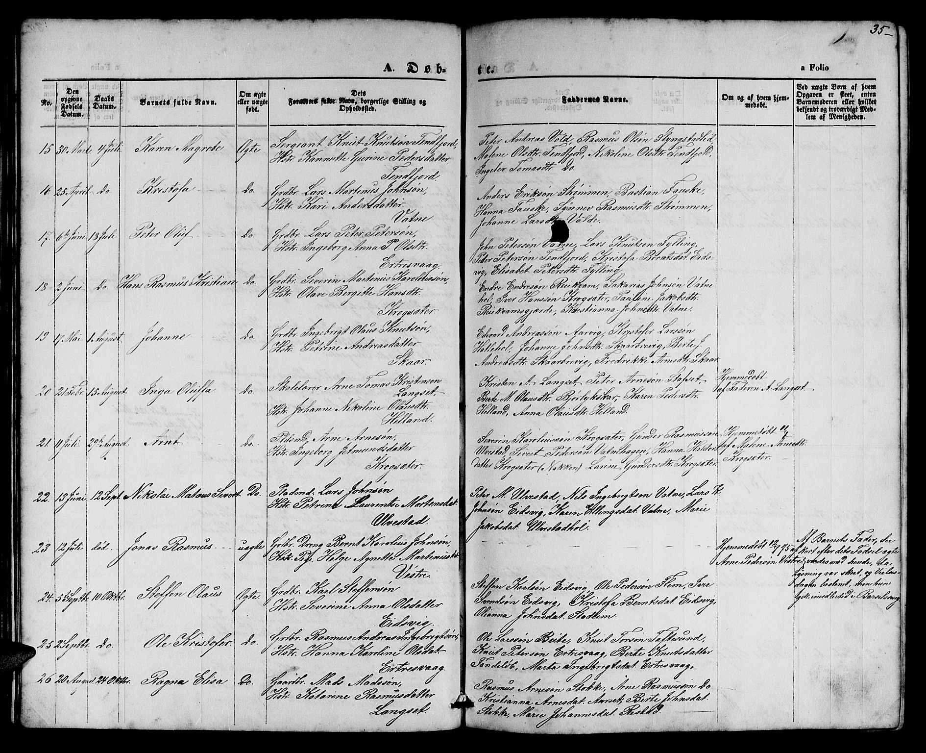 Ministerialprotokoller, klokkerbøker og fødselsregistre - Møre og Romsdal, AV/SAT-A-1454/525/L0375: Parish register (copy) no. 525C01, 1865-1879, p. 35