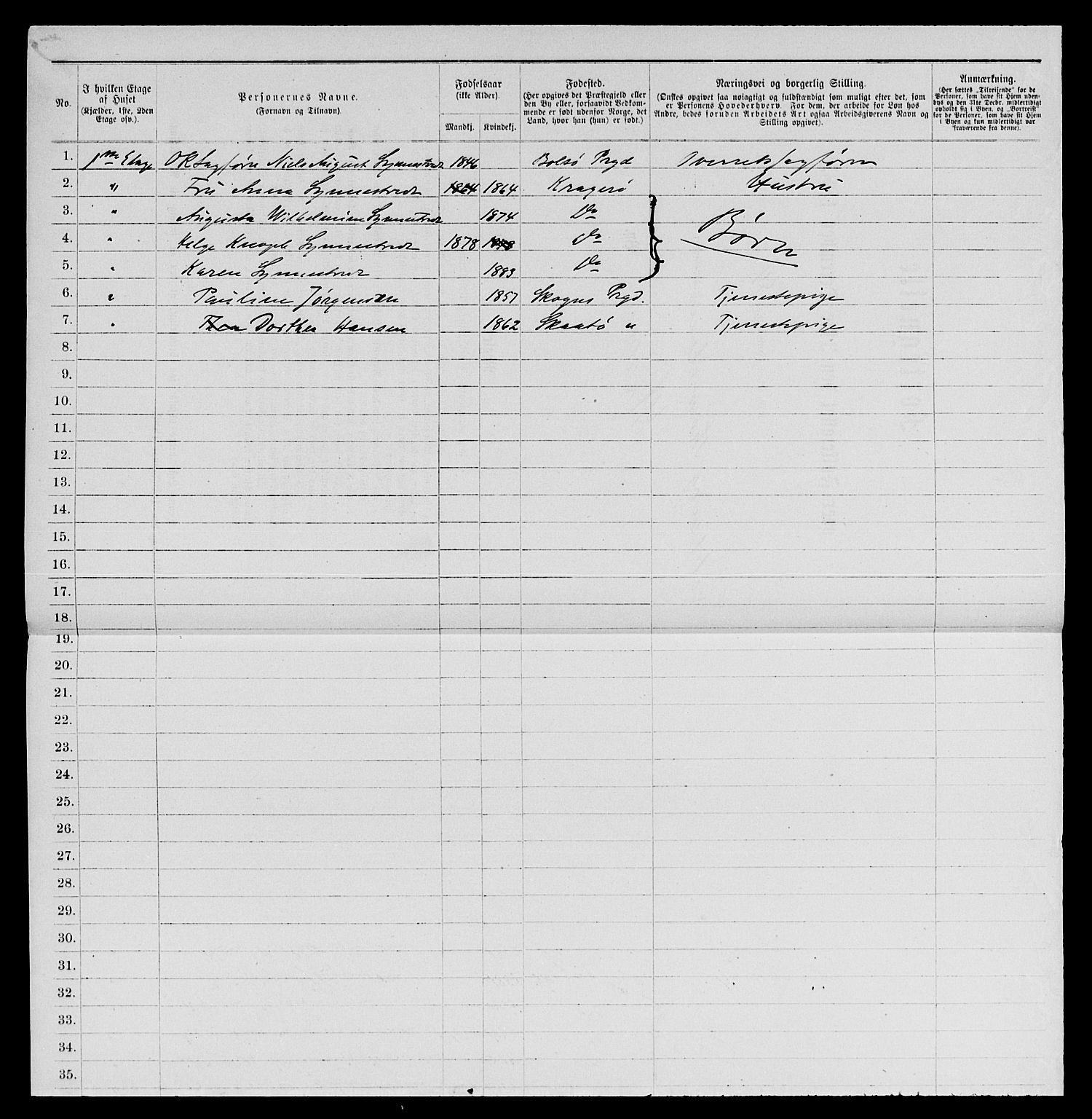 SAKO, 1885 census for 0801 Kragerø, 1885, p. 822