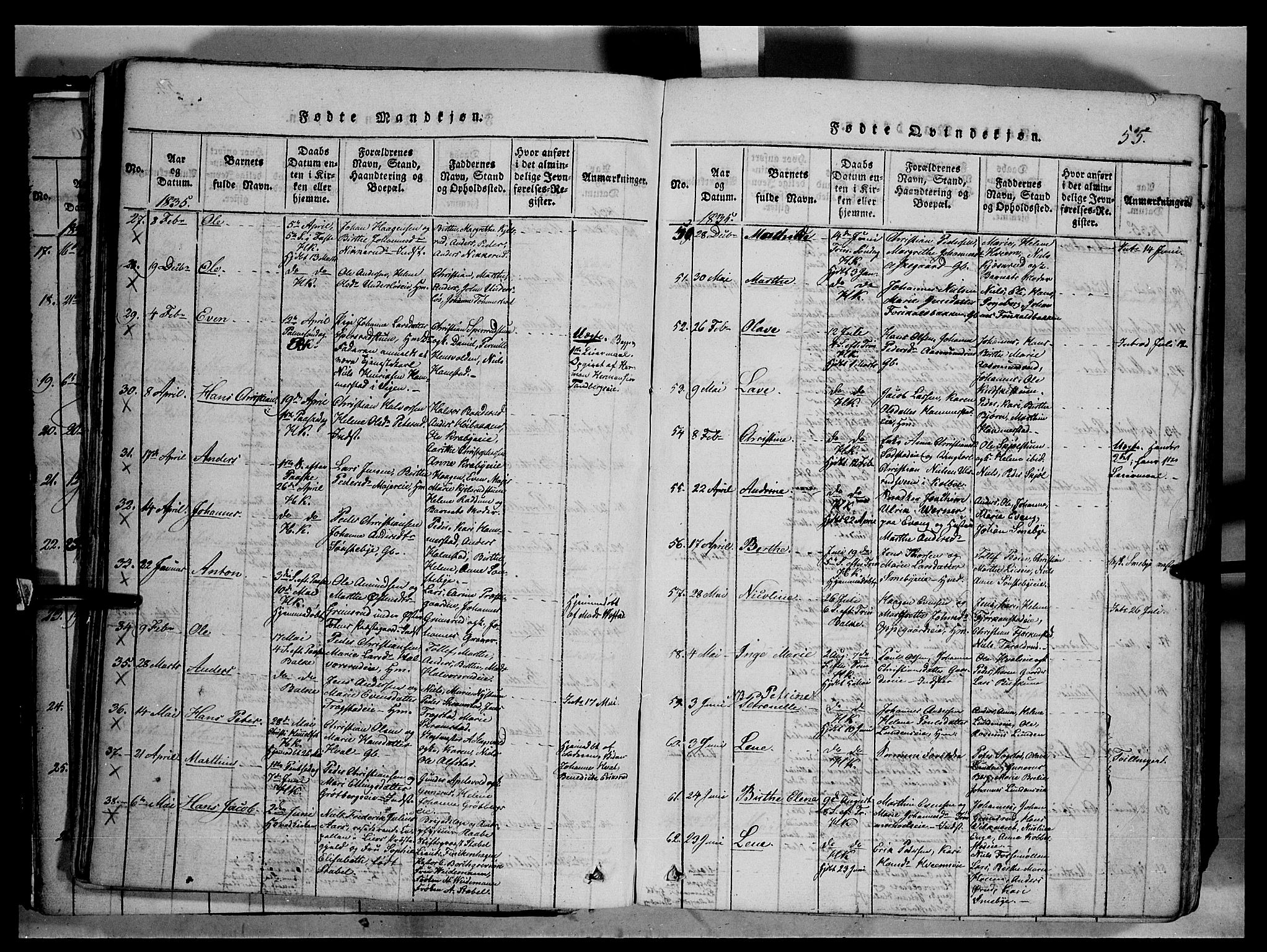 Østre Toten prestekontor, SAH/PREST-104/H/Ha/Haa/L0001: Parish register (official) no. 1, 1828-1839, p. 55