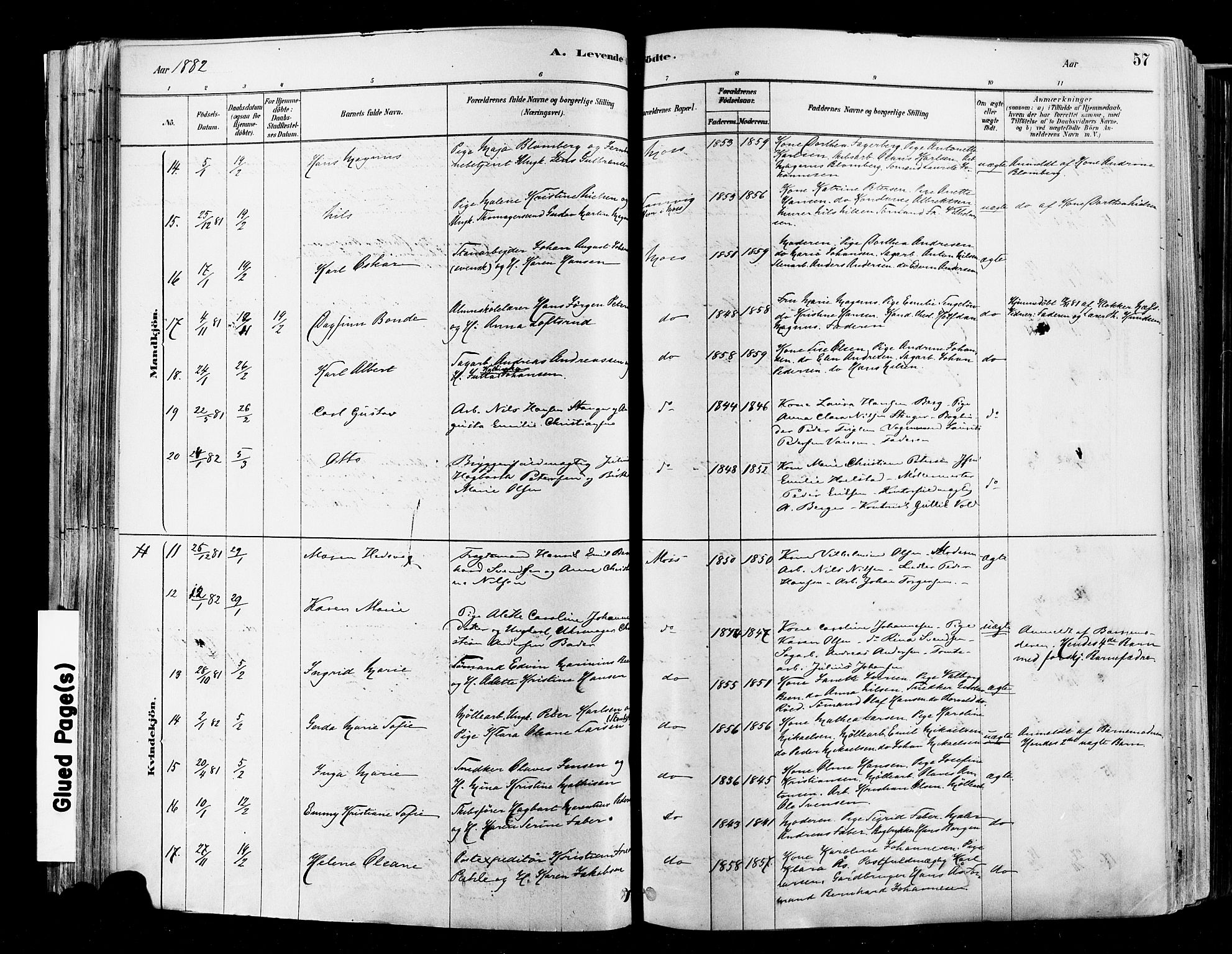 Moss prestekontor Kirkebøker, AV/SAO-A-2003/F/Fb/L0001: Parish register (official) no. II 1, 1878-1886, p. 57