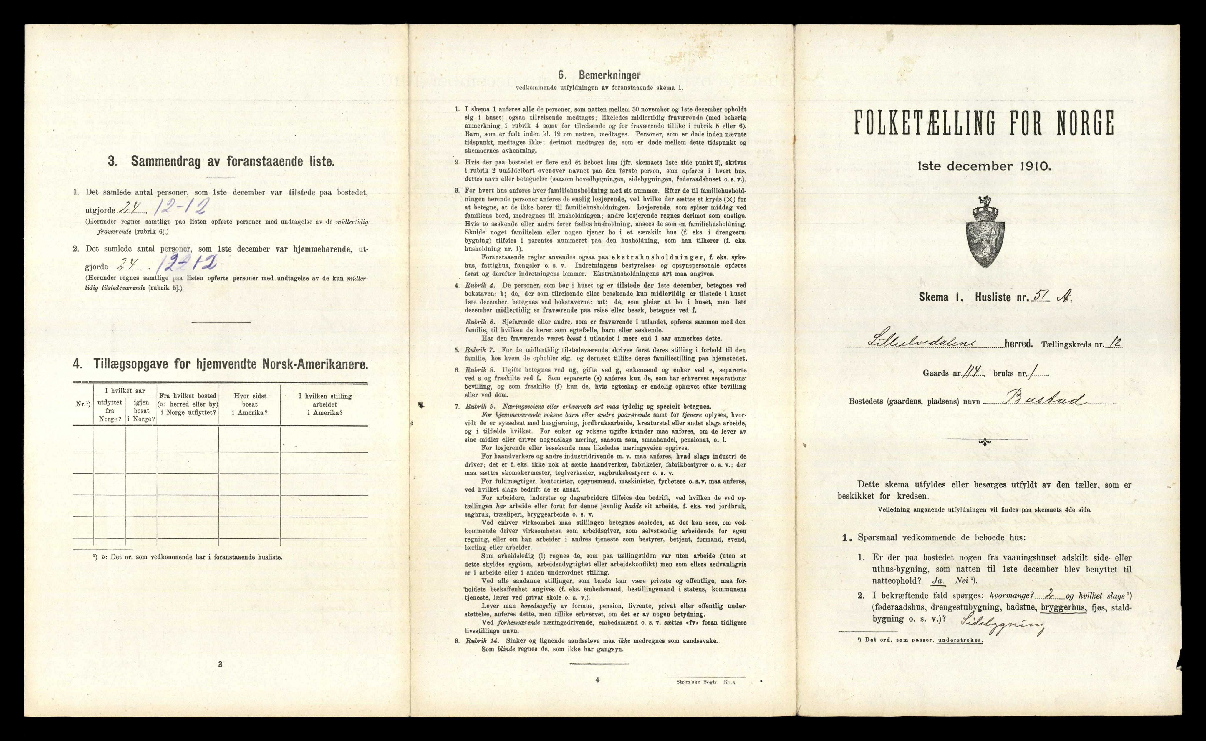 RA, 1910 census for Lille Elvedalen, 1910, p. 1017