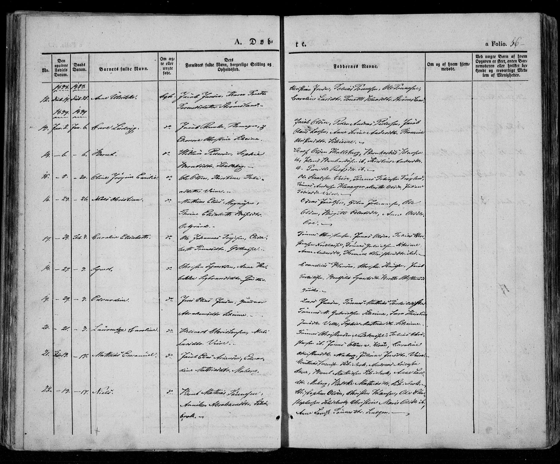 Lista sokneprestkontor, AV/SAK-1111-0027/F/Fa/L0009: Parish register (official) no. A 9, 1835-1846, p. 56