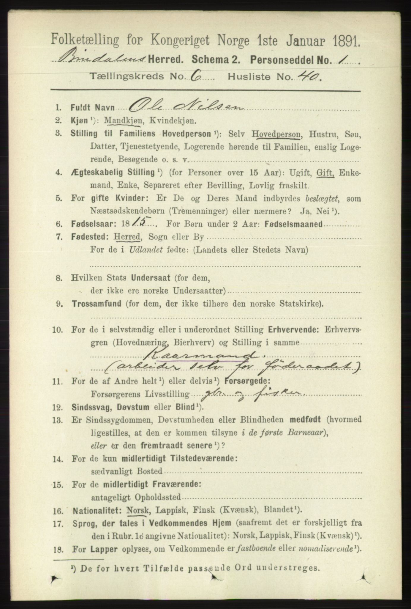 RA, 1891 census for 1811 Bindal, 1891, p. 1982