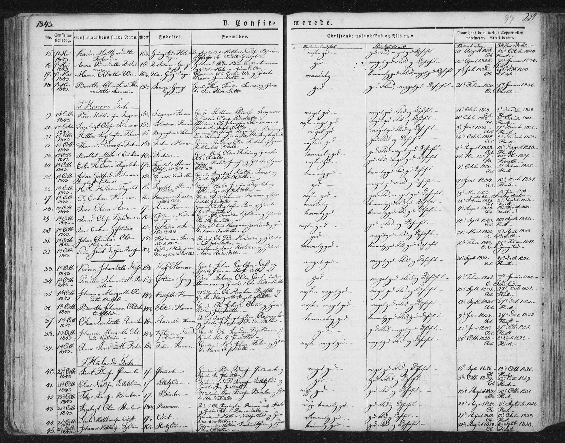 Ministerialprotokoller, klokkerbøker og fødselsregistre - Nord-Trøndelag, SAT/A-1458/758/L0513: Parish register (official) no. 758A02 /1, 1839-1868, p. 97