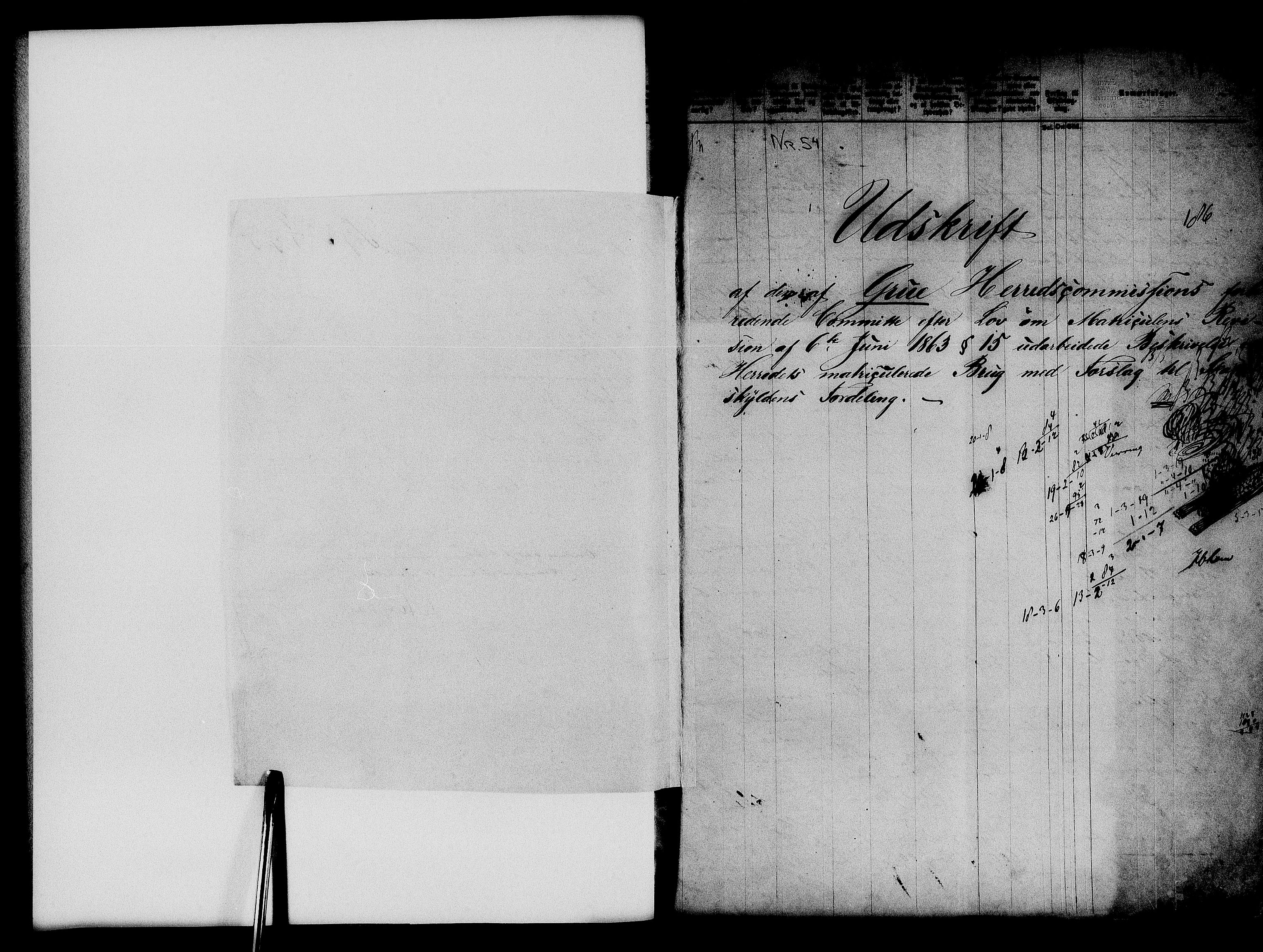 Matrikkelrevisjonen av 1863, AV/RA-S-1530/F/Fe/L0054: Grue og Brandval, 1863