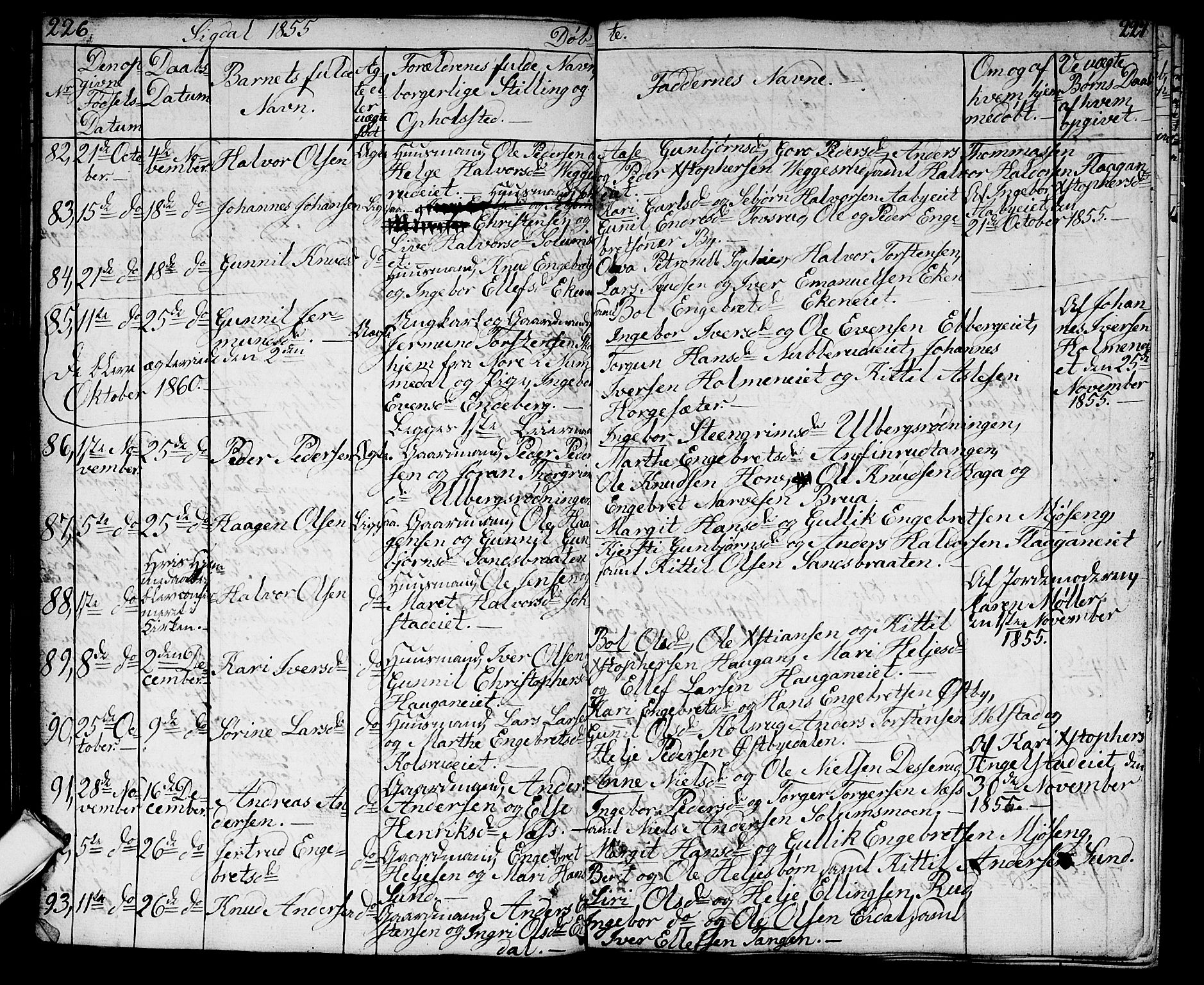 Sigdal kirkebøker, AV/SAKO-A-245/G/Ga/L0002: Parish register (copy) no. I 2, 1835-1856, p. 226-227