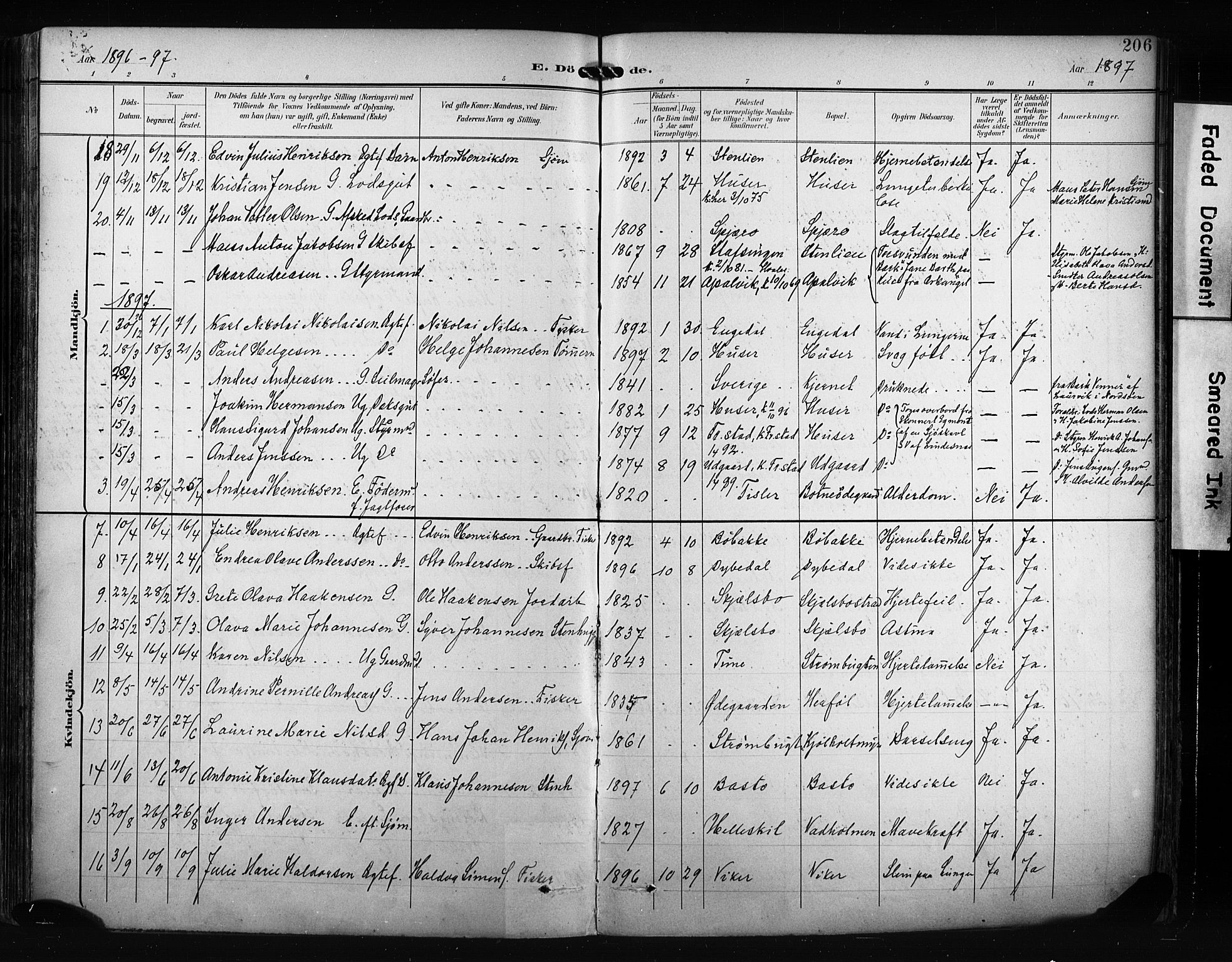 Hvaler prestekontor Kirkebøker, AV/SAO-A-2001/F/Fa/L0009: Parish register (official) no. I 9, 1895-1906, p. 206