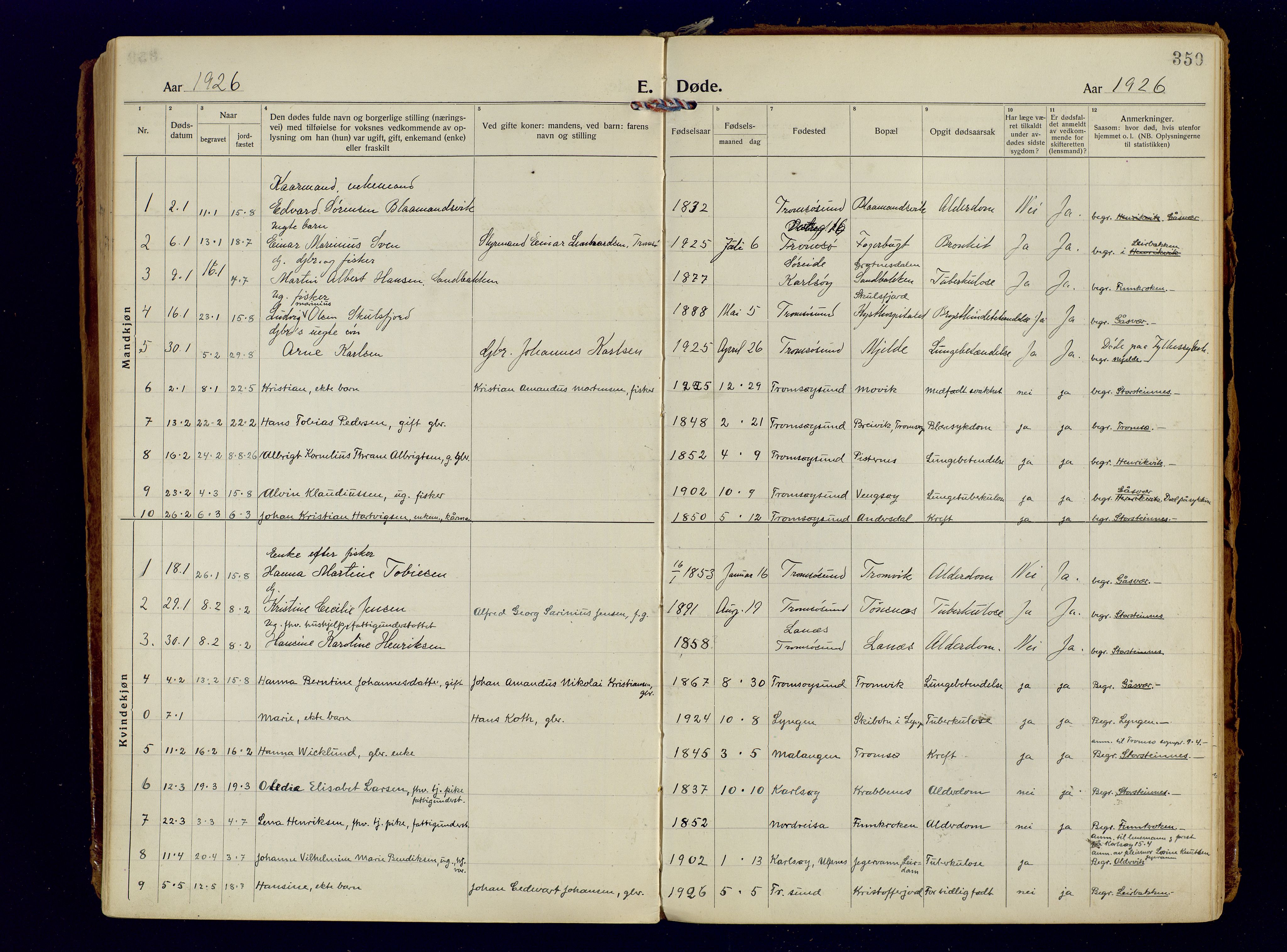 Tromsøysund sokneprestkontor, SATØ/S-1304/G/Ga/L0009kirke: Parish register (official) no. 9, 1922-1934, p. 350