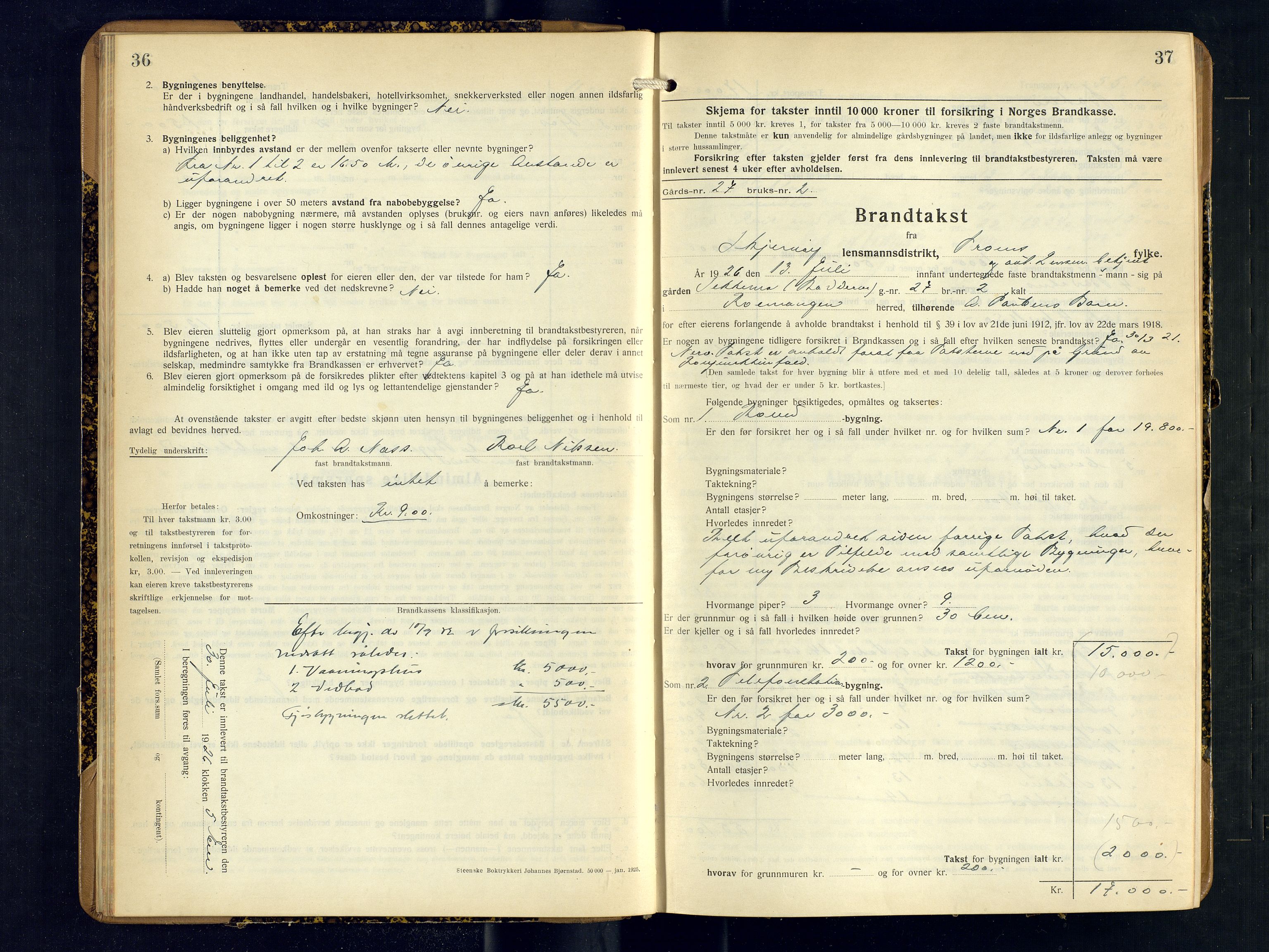 Skjervøy lensmannskontor, AV/SATØ-SATØ-63/F/Fu/Fub/L0260: Branntakstprotokoll (S), 1926-1927, p. 36-37