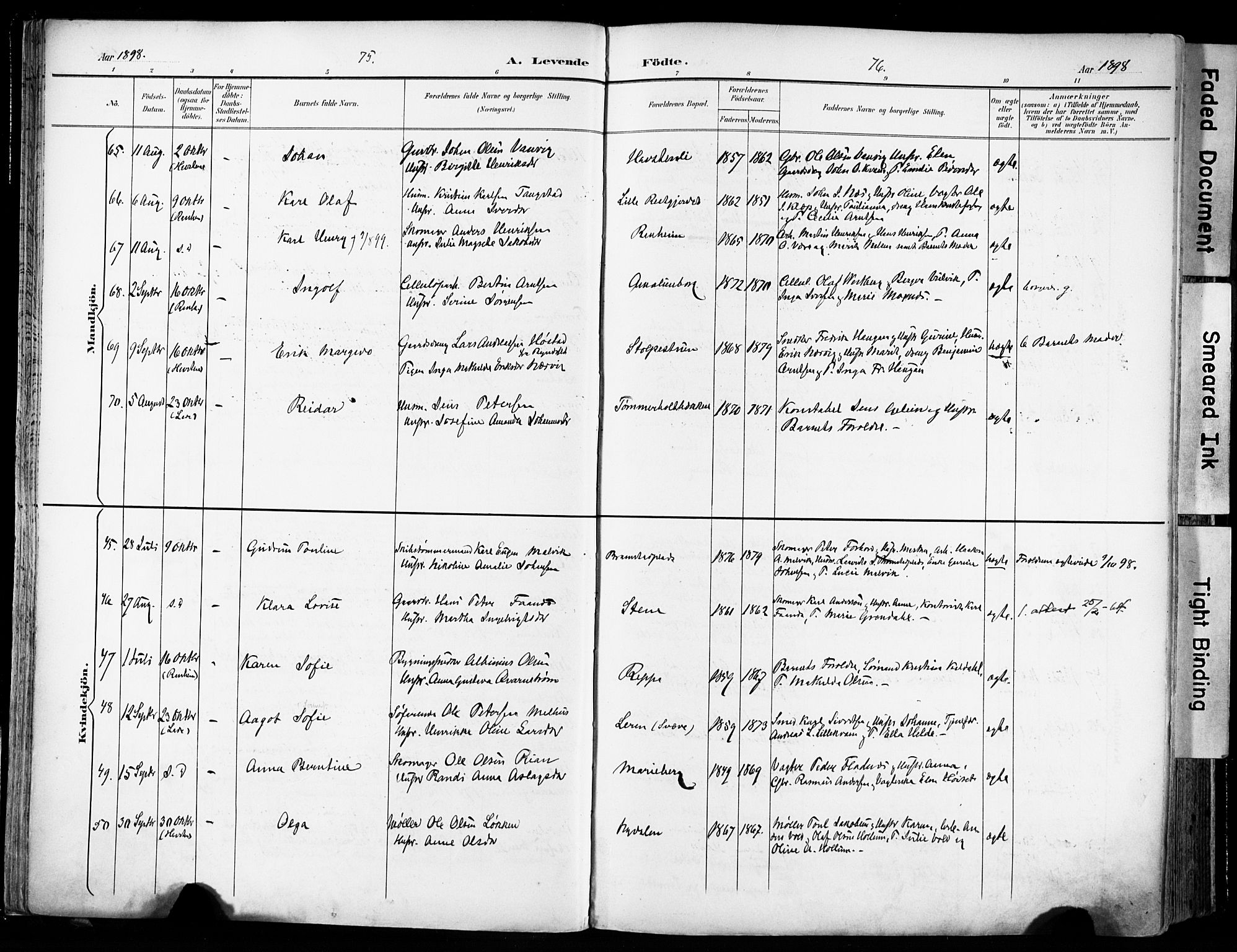 Ministerialprotokoller, klokkerbøker og fødselsregistre - Sør-Trøndelag, AV/SAT-A-1456/606/L0301: Parish register (official) no. 606A16, 1894-1907, p. 75-76