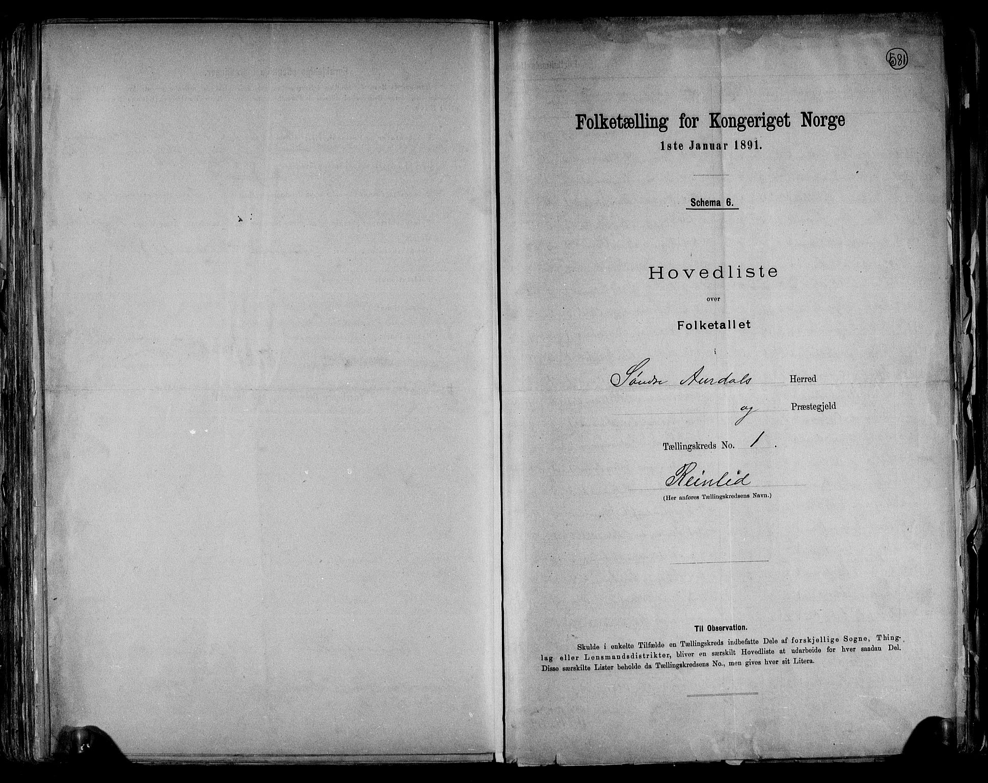 RA, 1891 census for 0540 Sør-Aurdal, 1891, p. 4