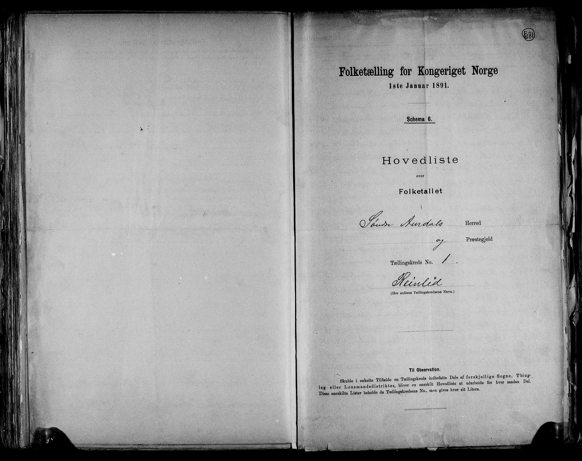 RA, 1891 census for 0540 Sør-Aurdal, 1891, p. 4